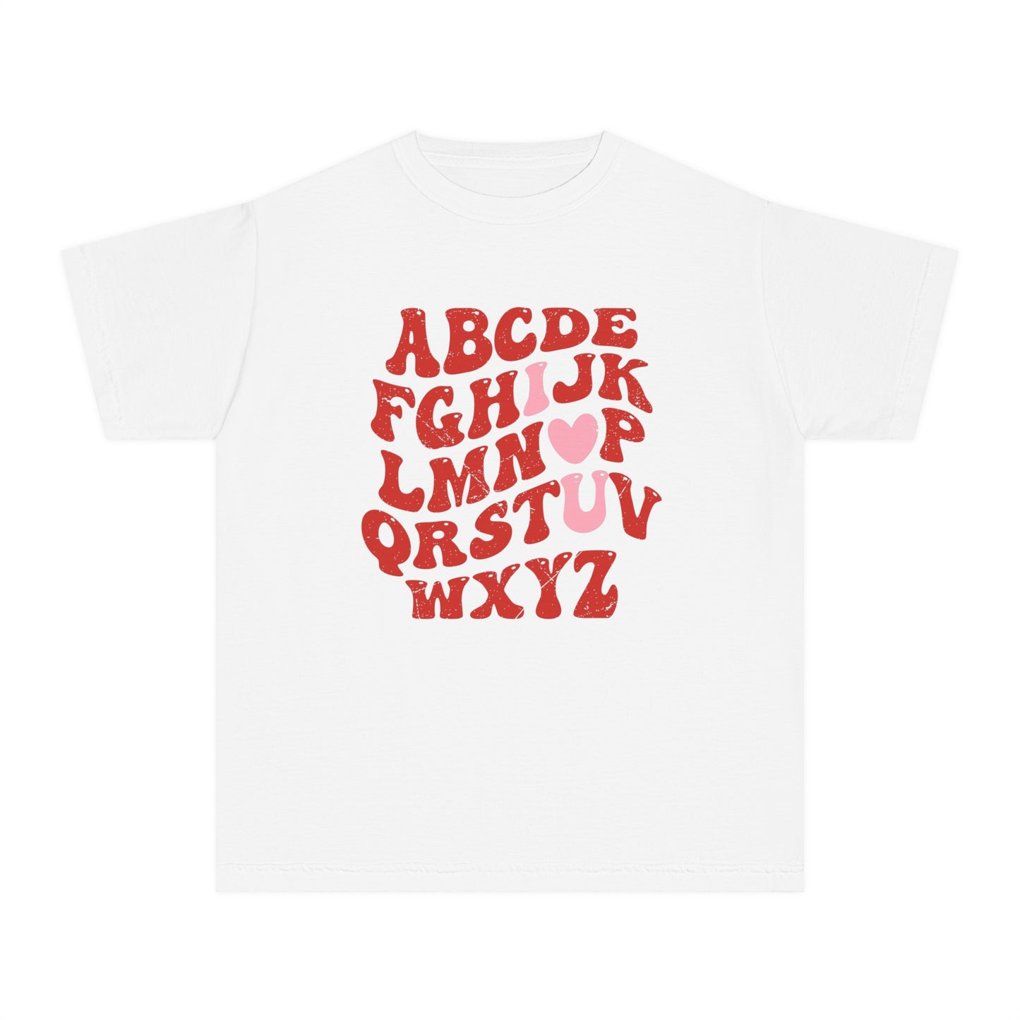 Red Alpha I Love You Youth Comfort Colors Tee