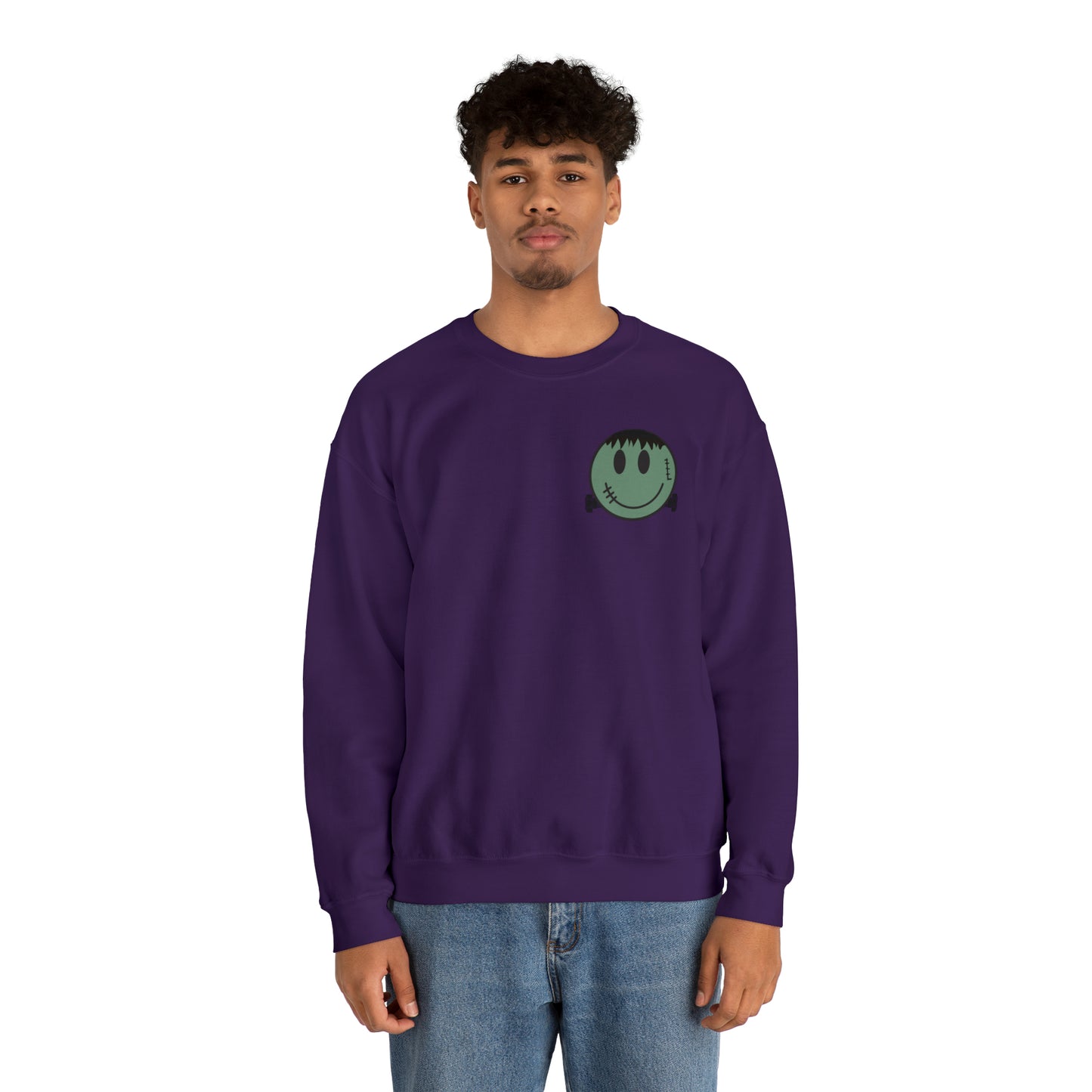 Halloween - Franken Smile Front, Halloween Bolt Back - Sweater / Pullover