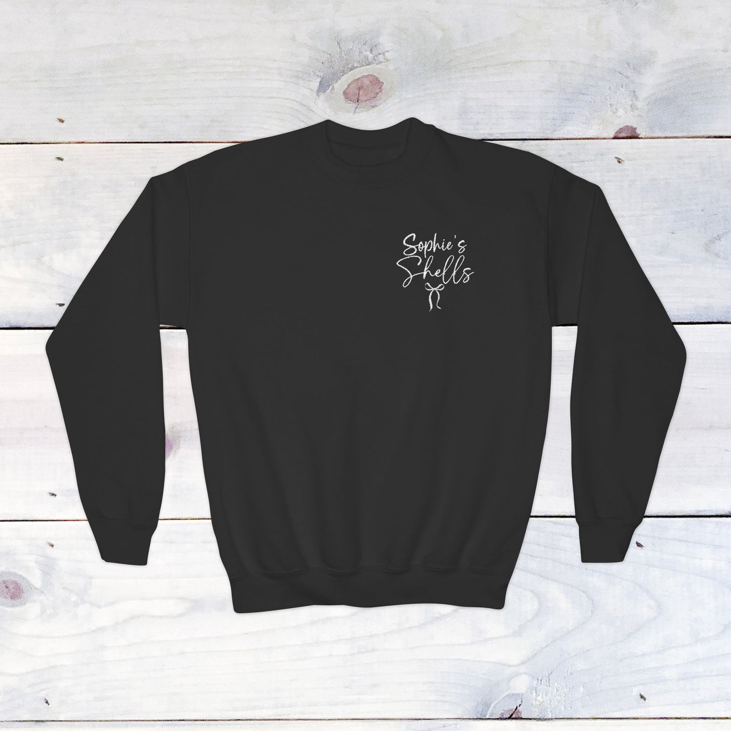 Custom Sophie's Shells Youth Crewneck Sweatshirt - Embrodiery