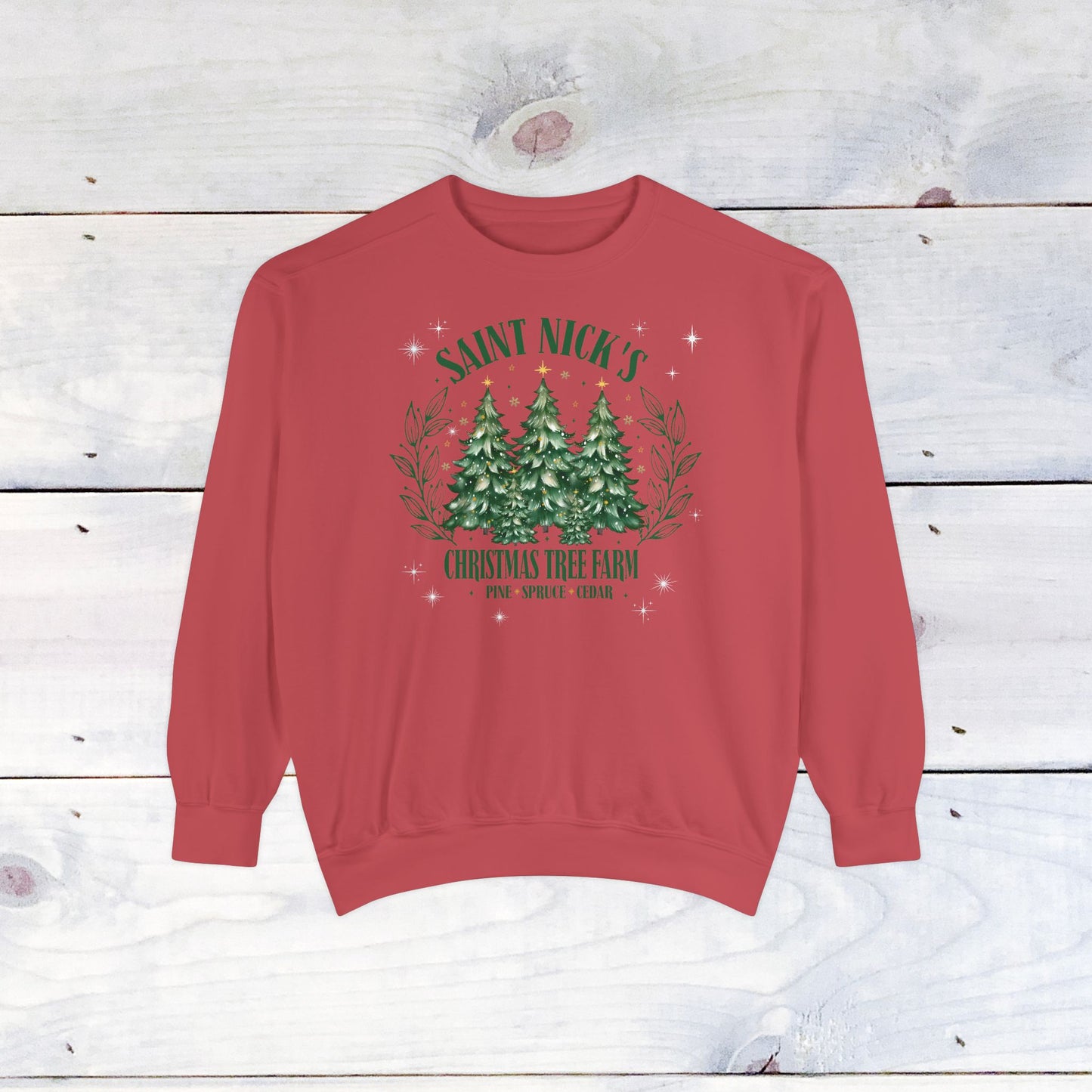 Saint Nick's Tree Farm Comfort Colors Holiday Sweater