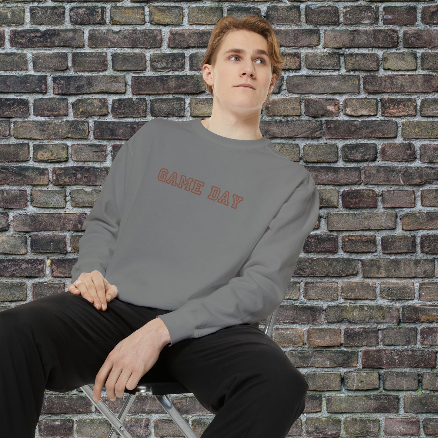 Game Day Comfort Colors Sweater - Brown Text