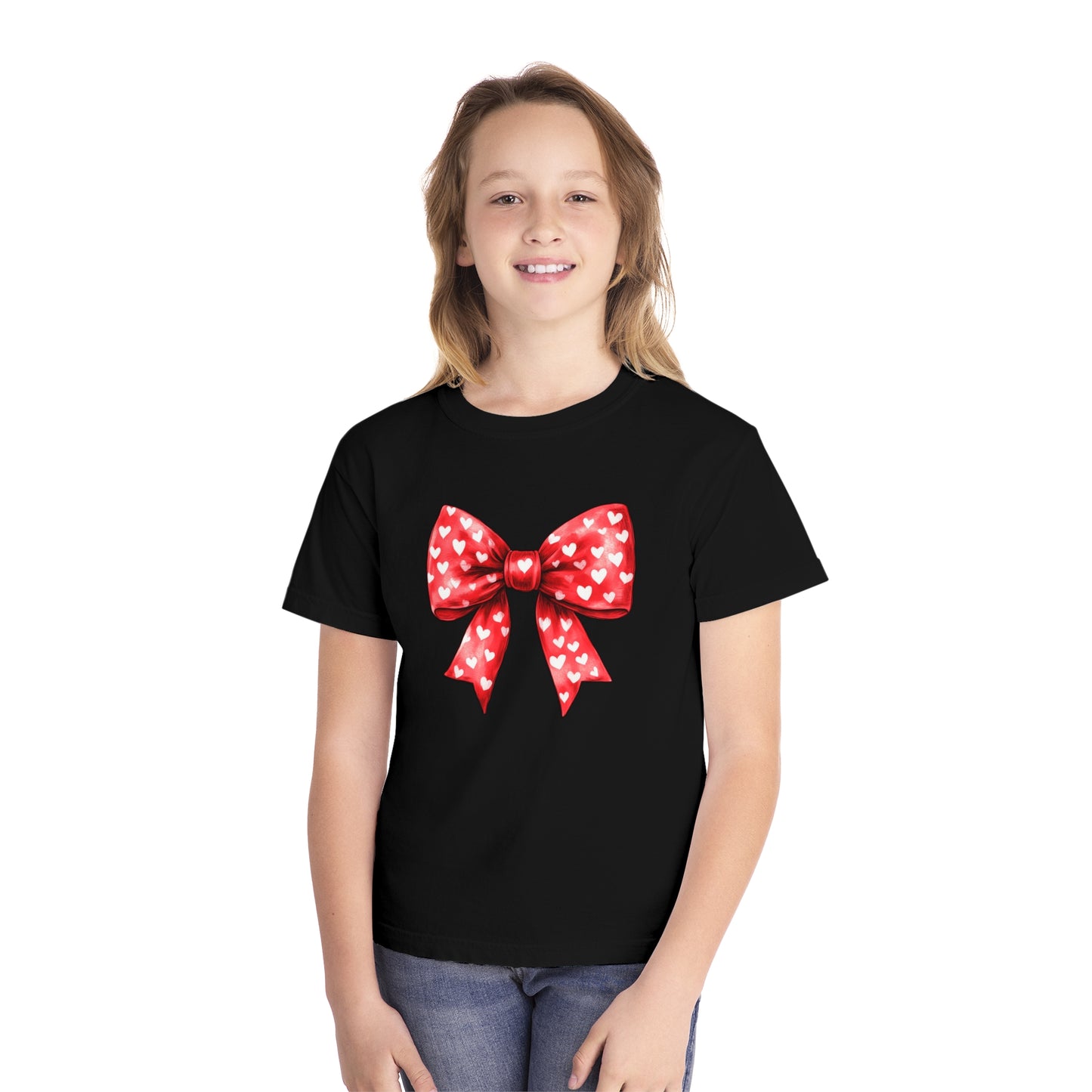 Heart Bow Youth Comfort Colors Tee