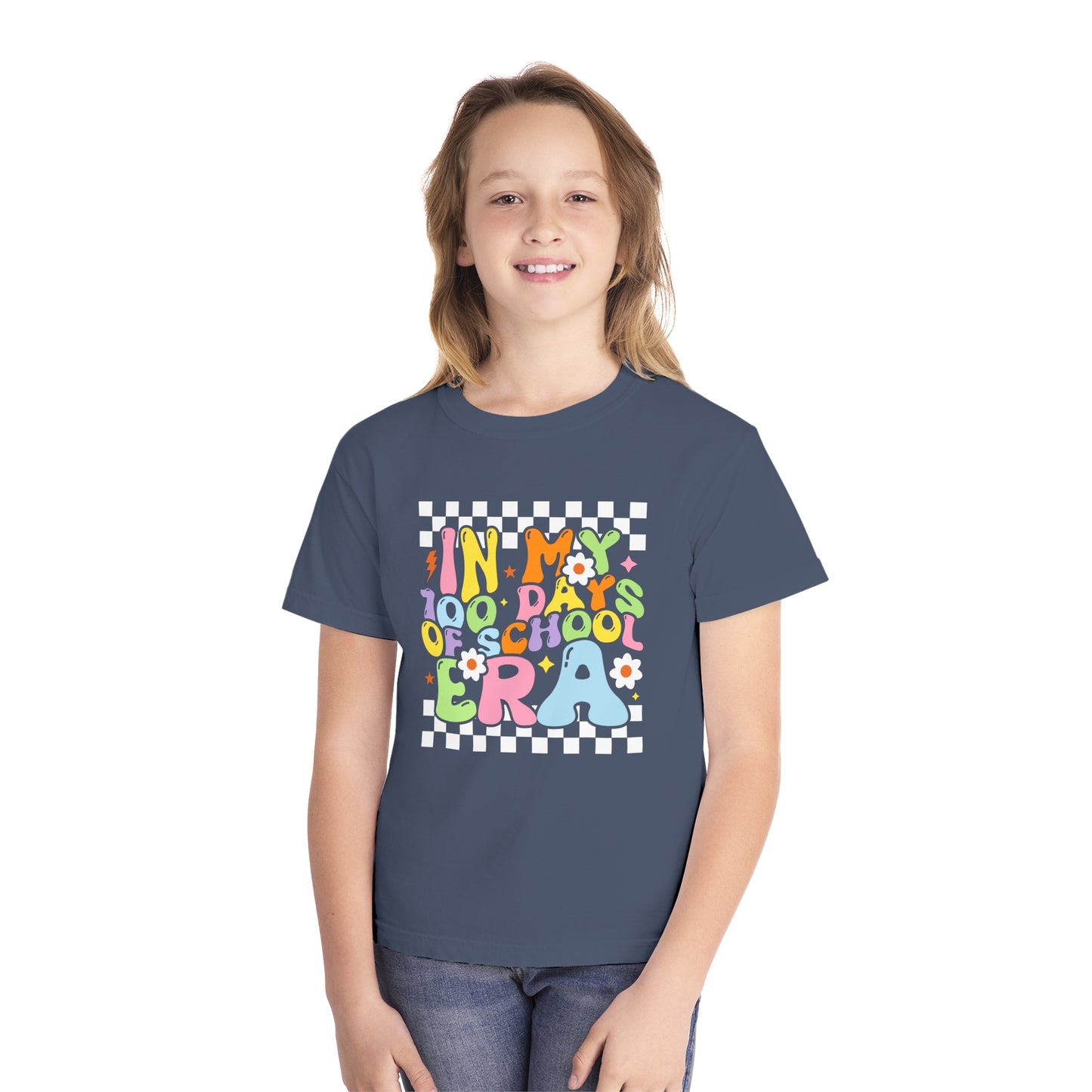 Youth Checkered 100 days Era Comfort Colors Tee