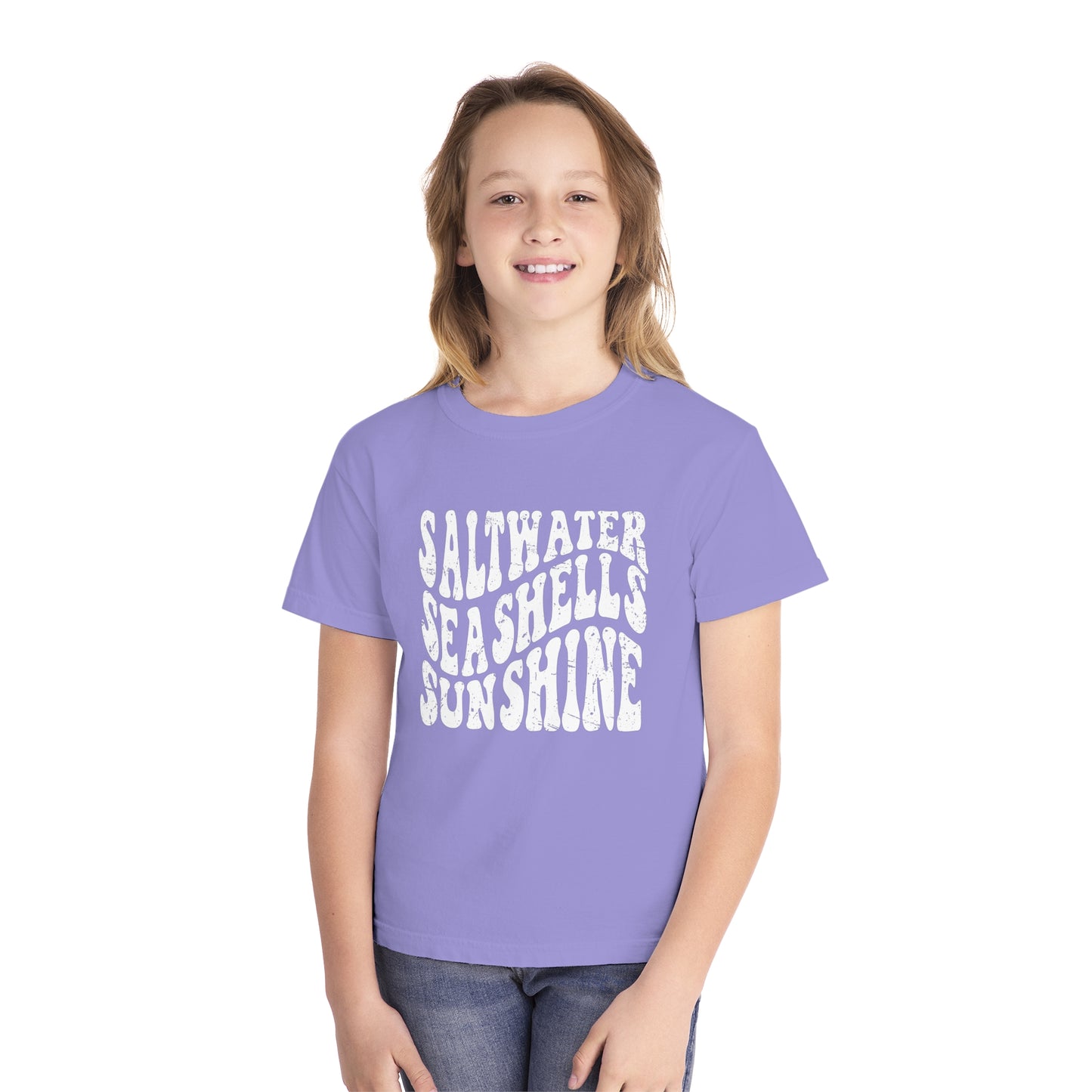 Youth Saltwater, Seashells, Sunshine Comfort Colors Youth Tee