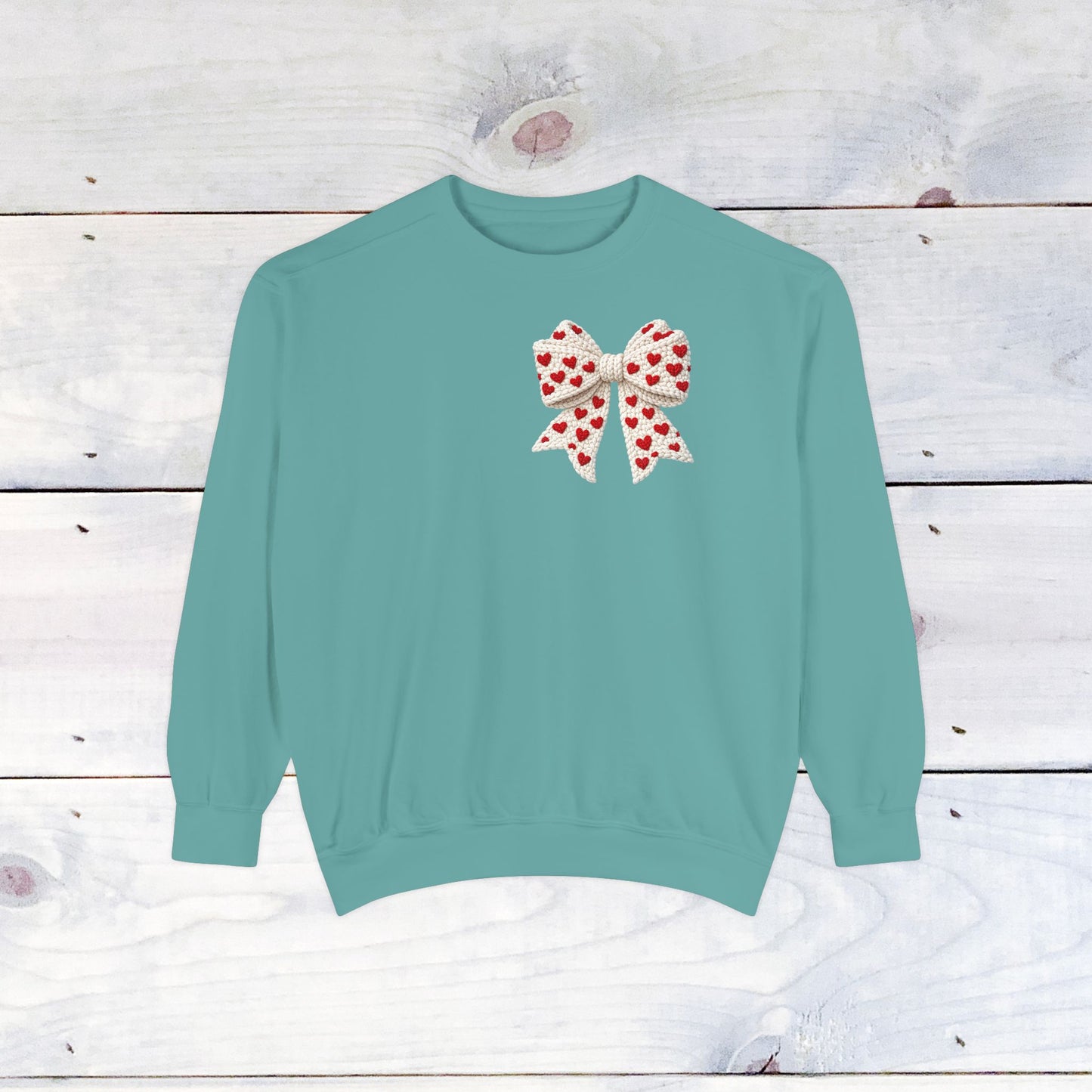 Gnome Love Yarn Bow Comfort Color Sweatshirt