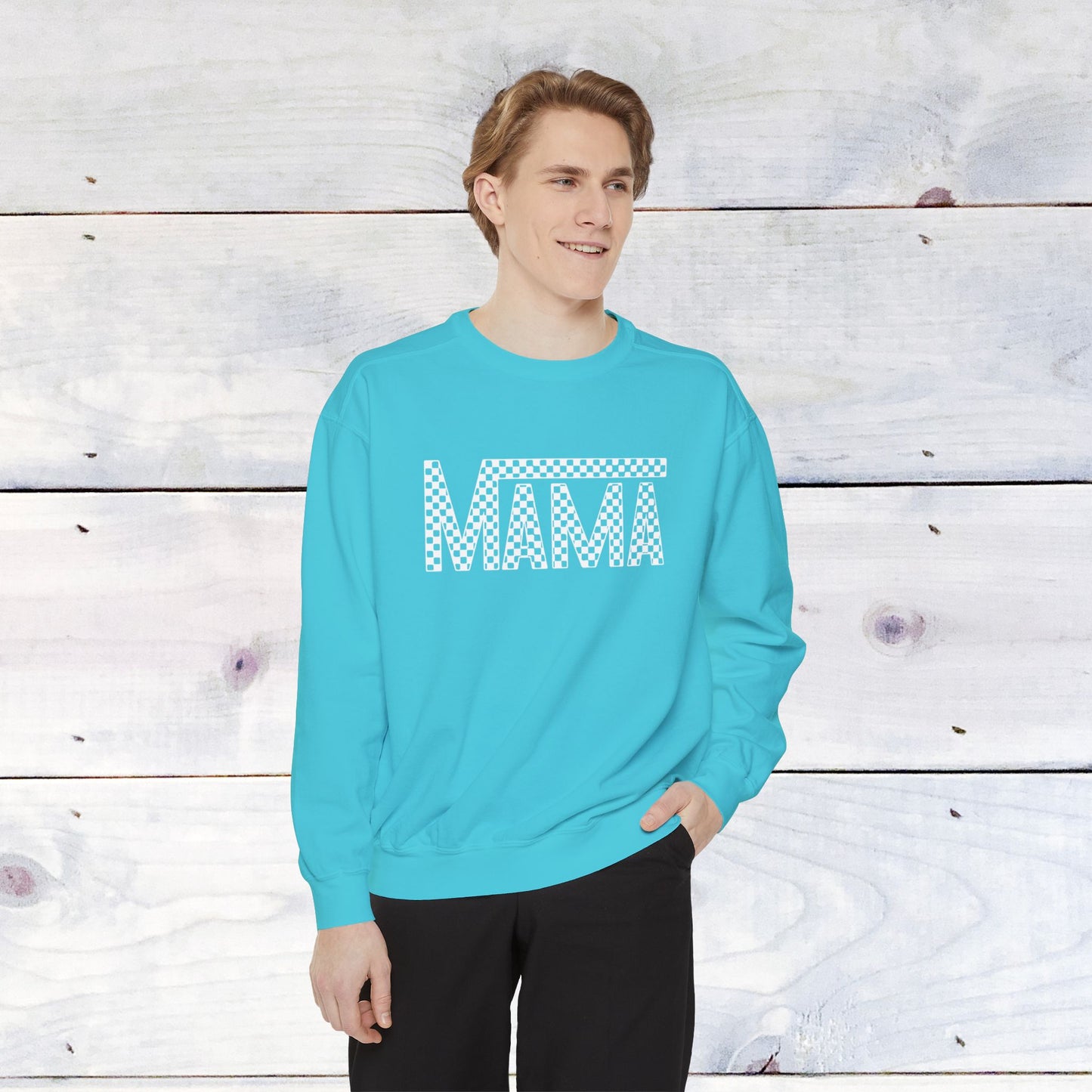 Mama Checkered Comfort Colors Sweater