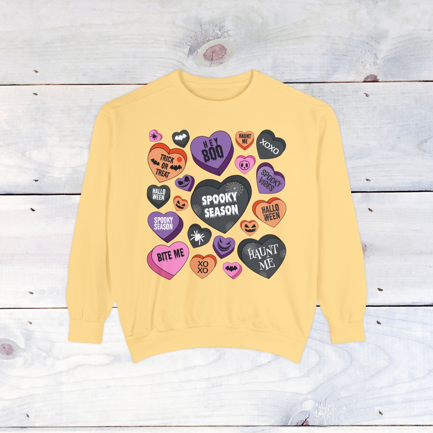 Halloween Conversation Hearts - Comfort Colors Sweater