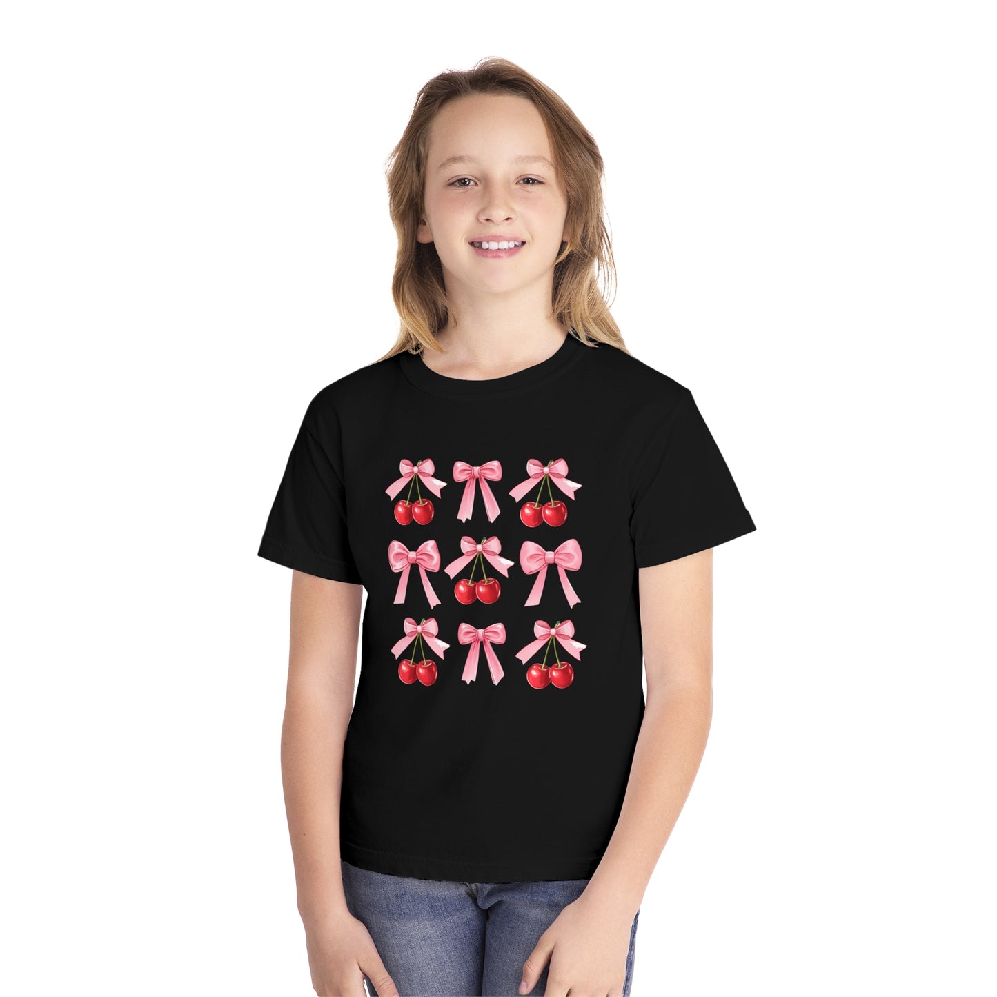 Cherry Bow Grid Comfort Colors Tee