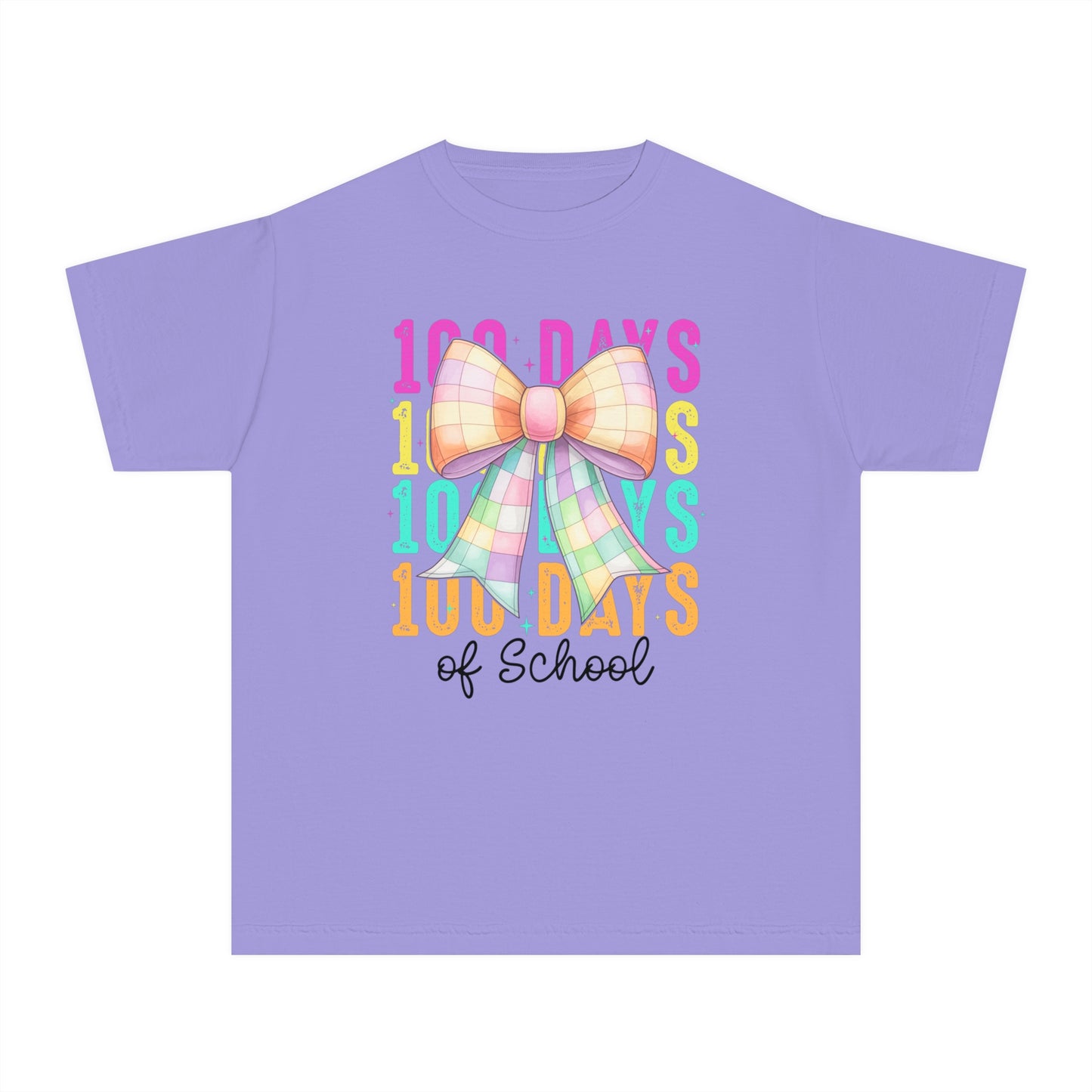 Youth 100 Days Disco Bow Comfort Colors Tee
