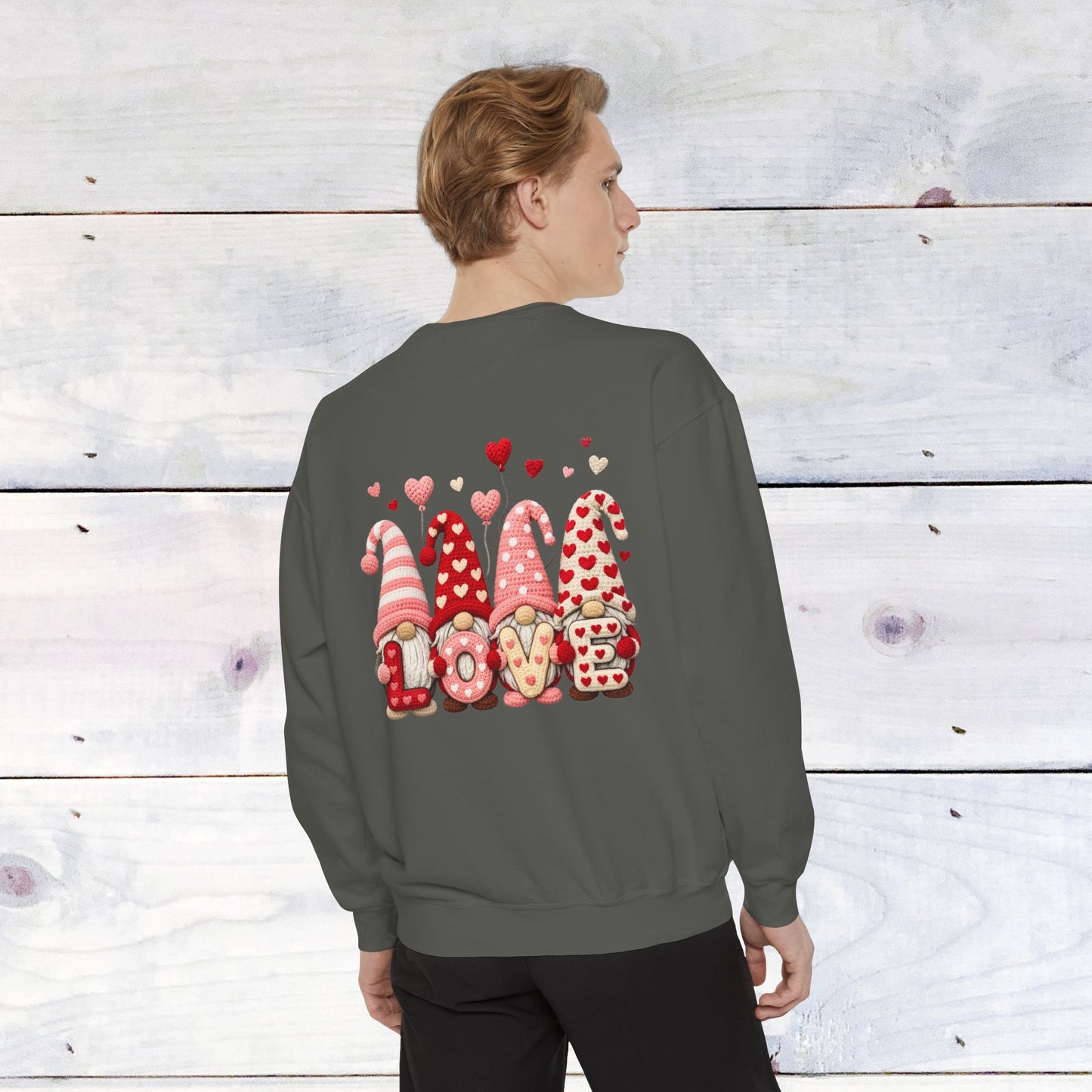 Gnome Love Yarn Bow Comfort Color Sweatshirt