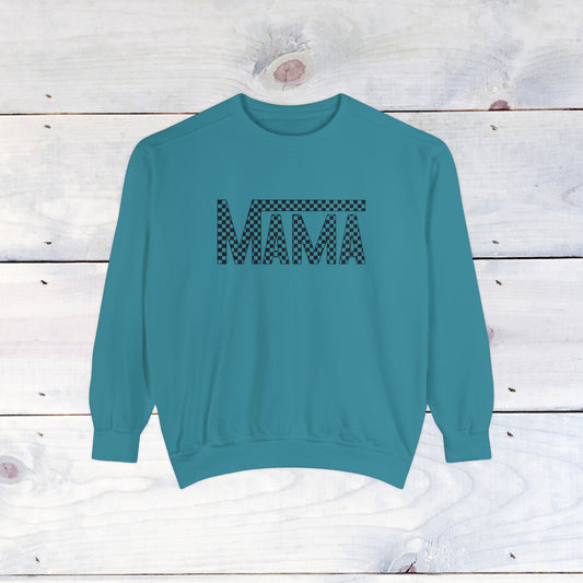 Mama Checkered Black Comfort Colors Sweater