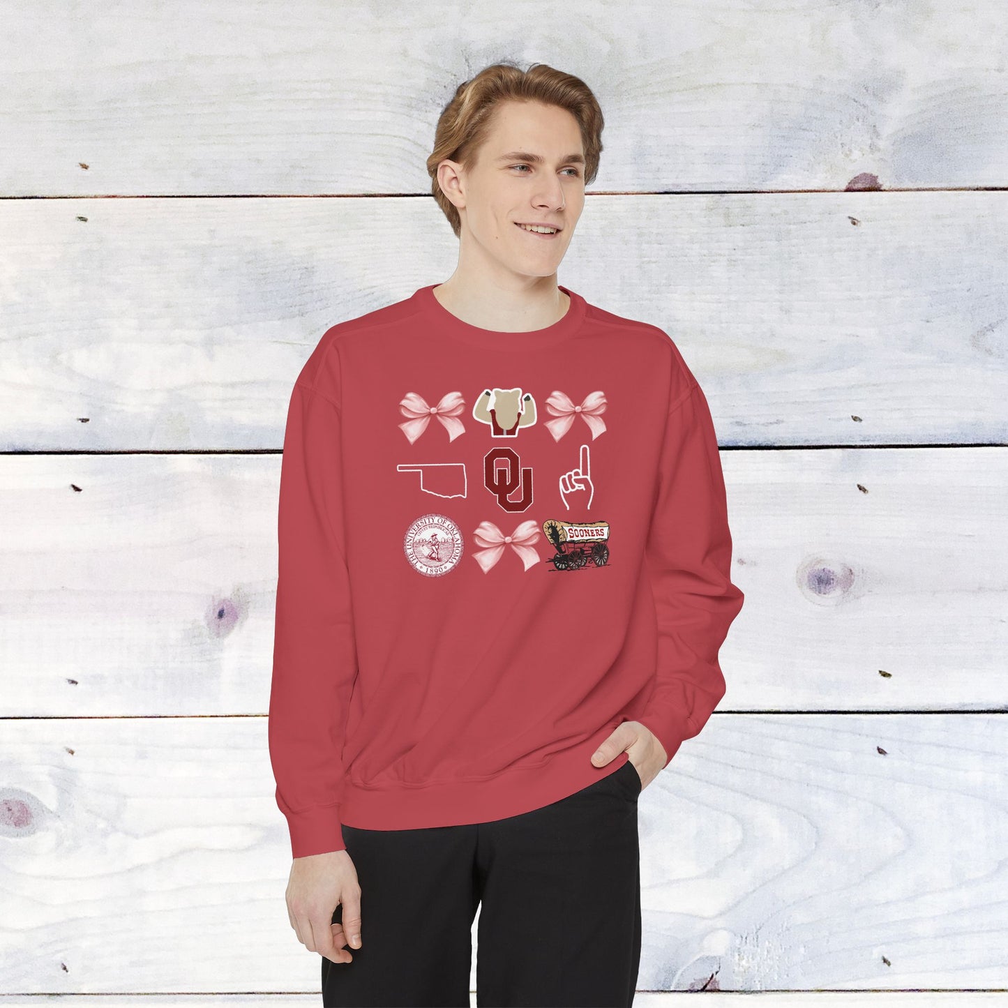 Oklahoma Sooners Bow Comfort Colors Sweater - Dark