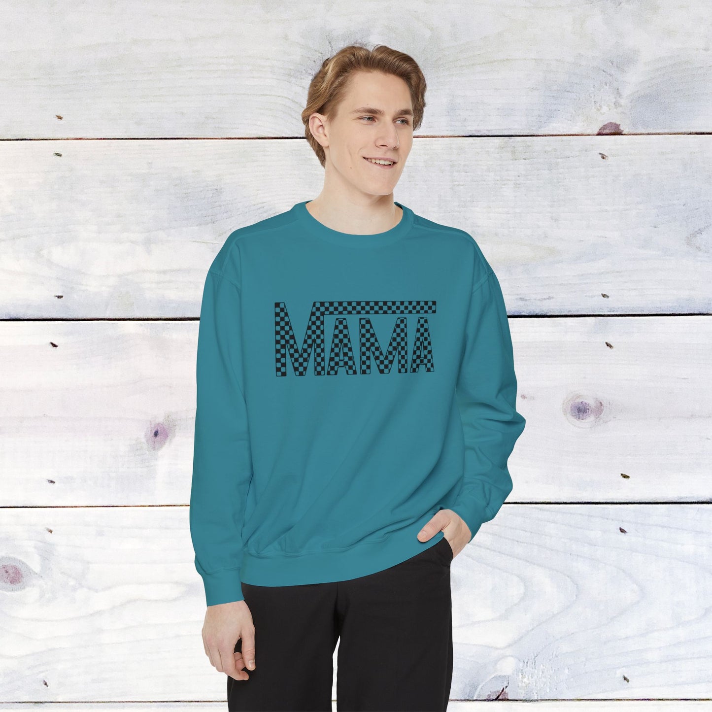 Mama Checkered Black Comfort Colors Sweater