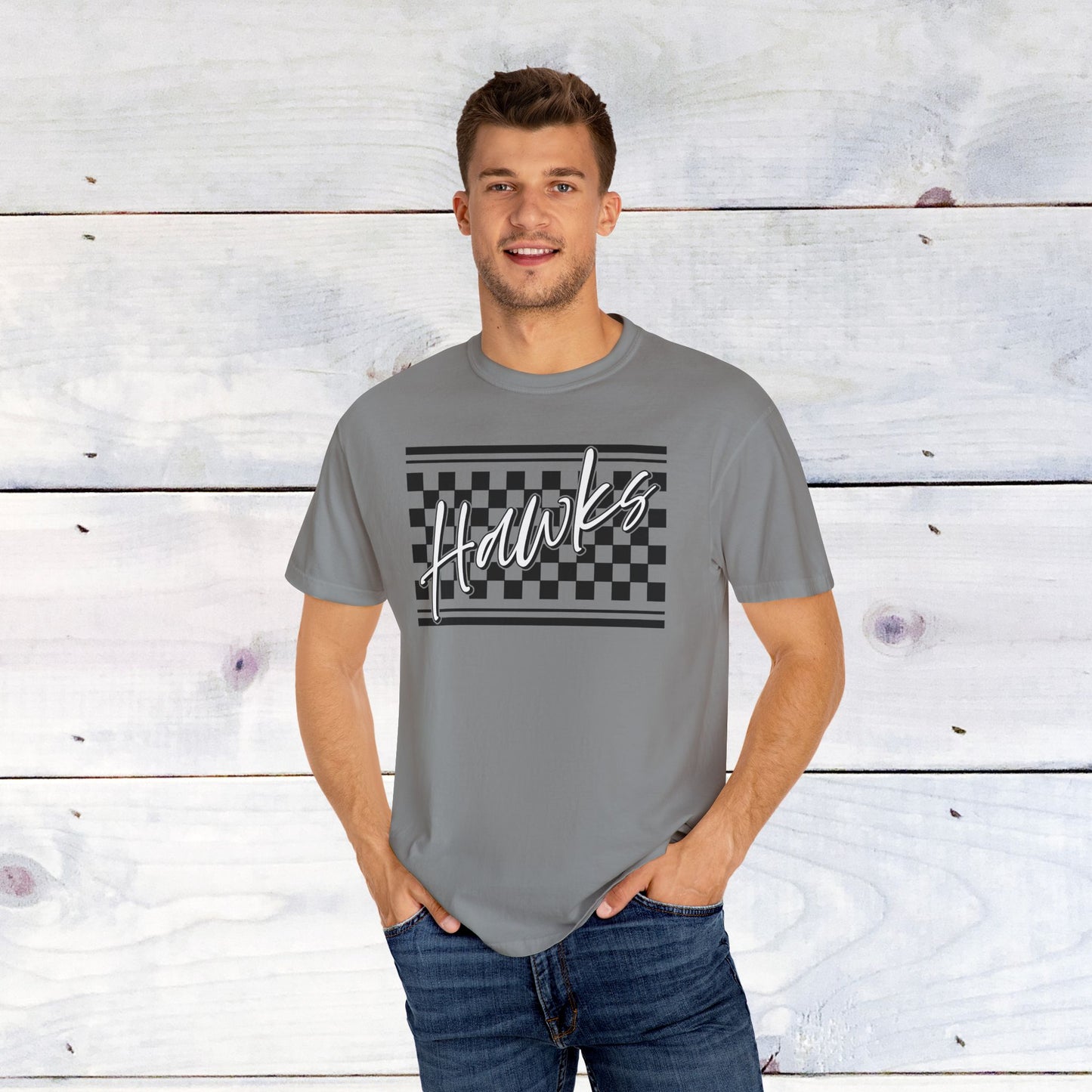 Heath Hawks Checkered Comfort Colors Unisex Tee