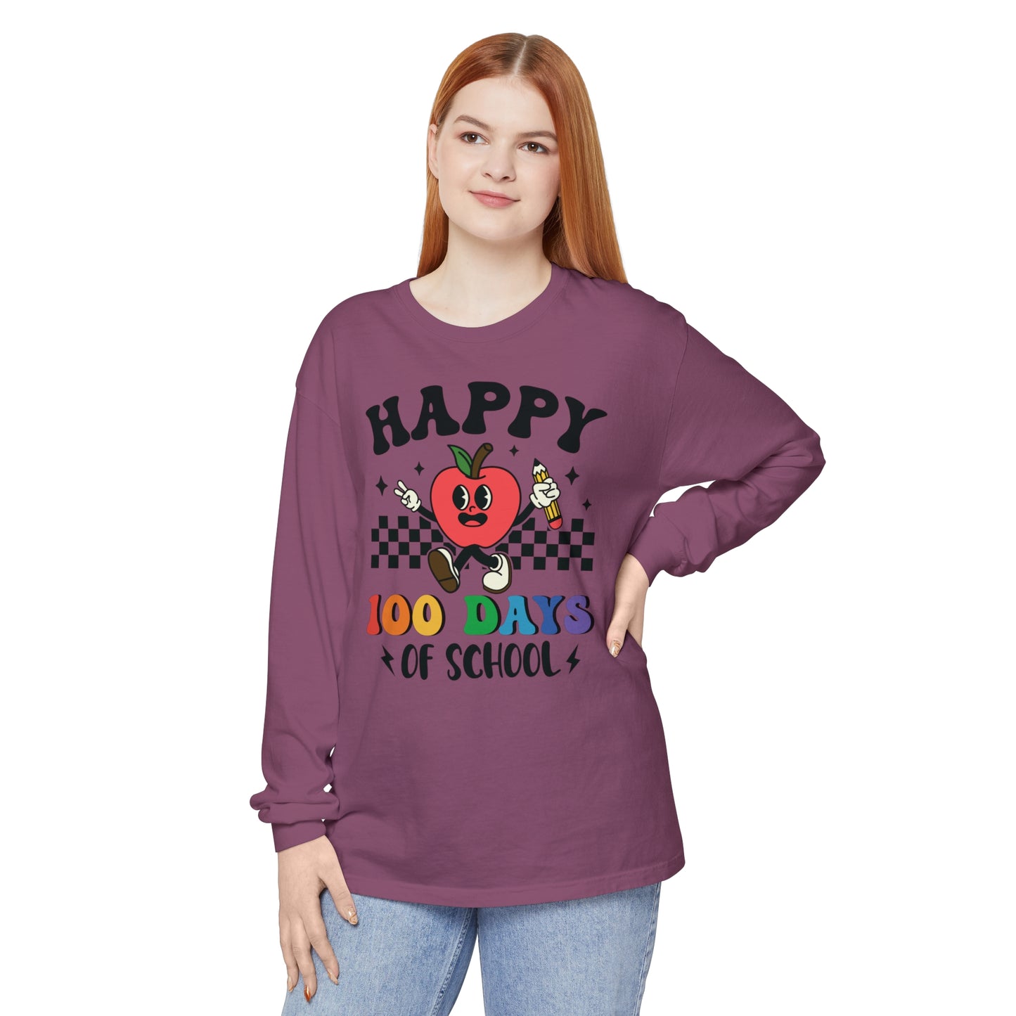 Happy 100 Days Comfort Colors Long Sleeve T-Shirt