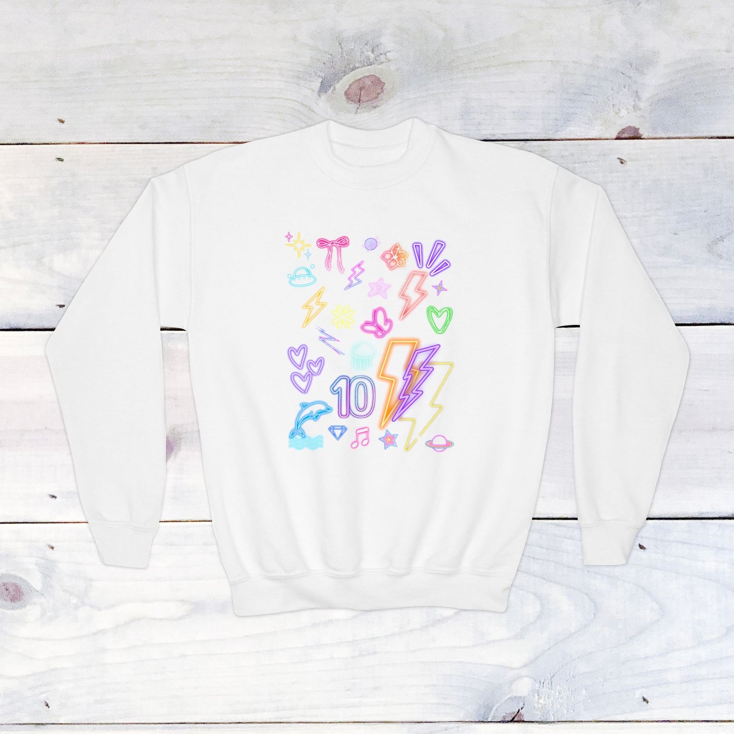 Neon Doodle 10th Birthday Crewneck