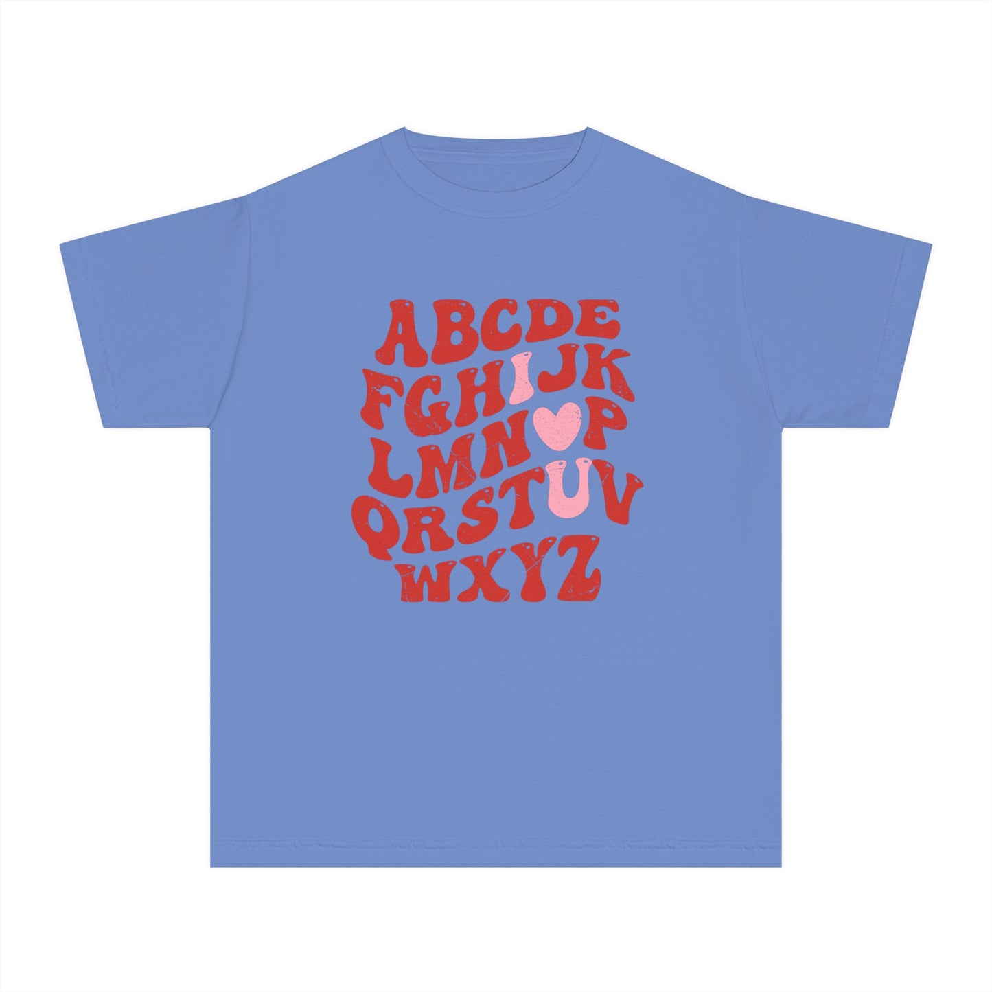 Red Alpha I Love You Youth Comfort Colors Tee