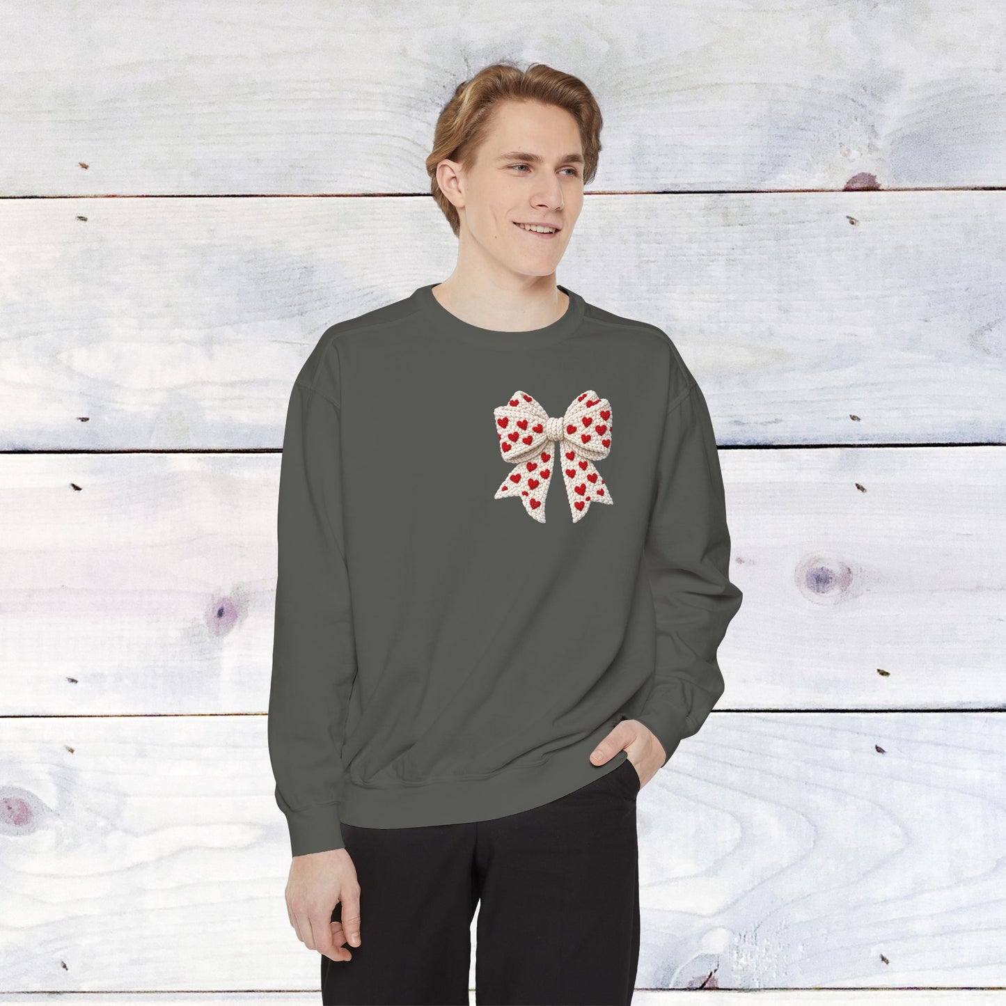 Gnome Love Yarn Bow Comfort Color Sweatshirt