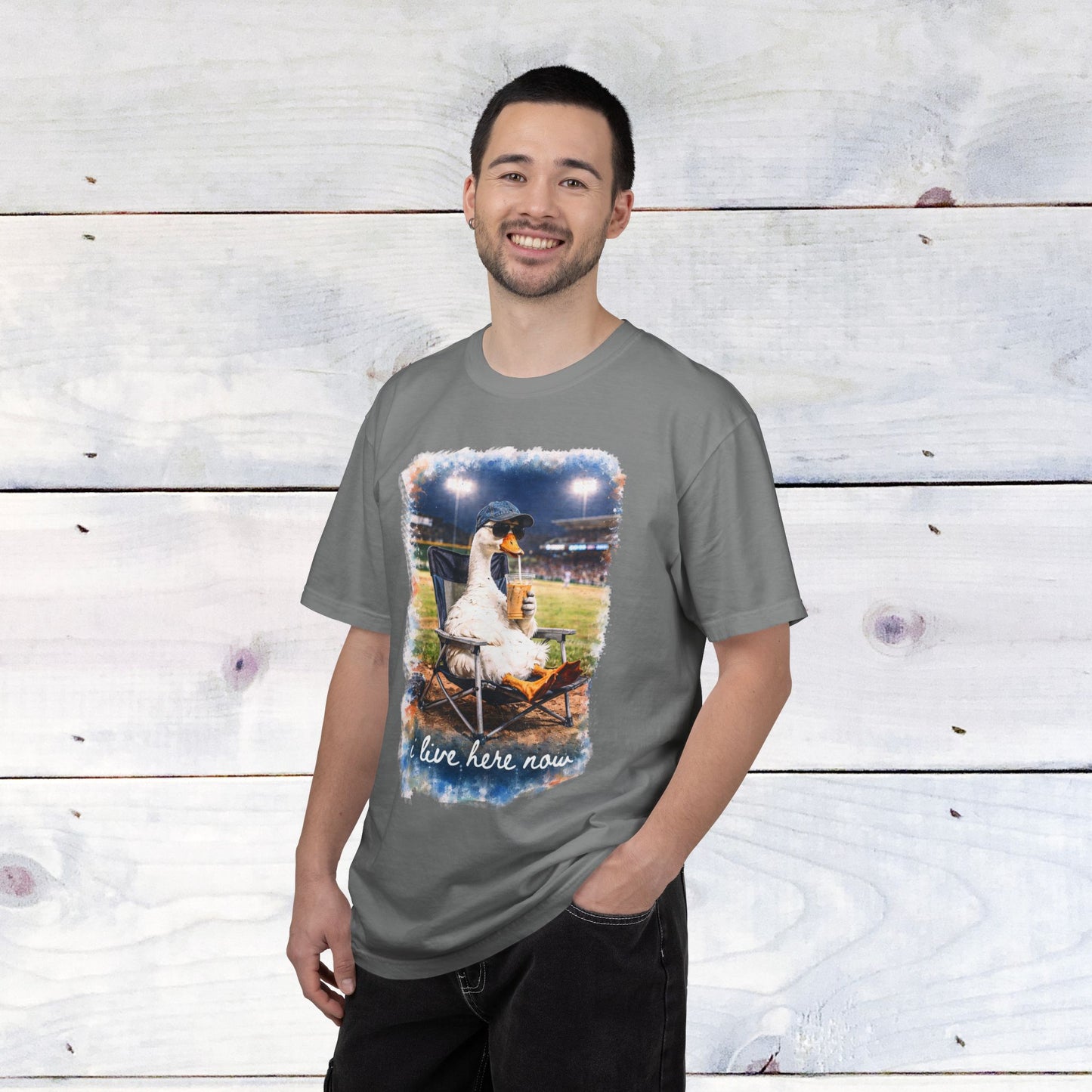 'I Live Here Now' Baseball Stadium Goose Comfort Colors Unisex T-Shirt