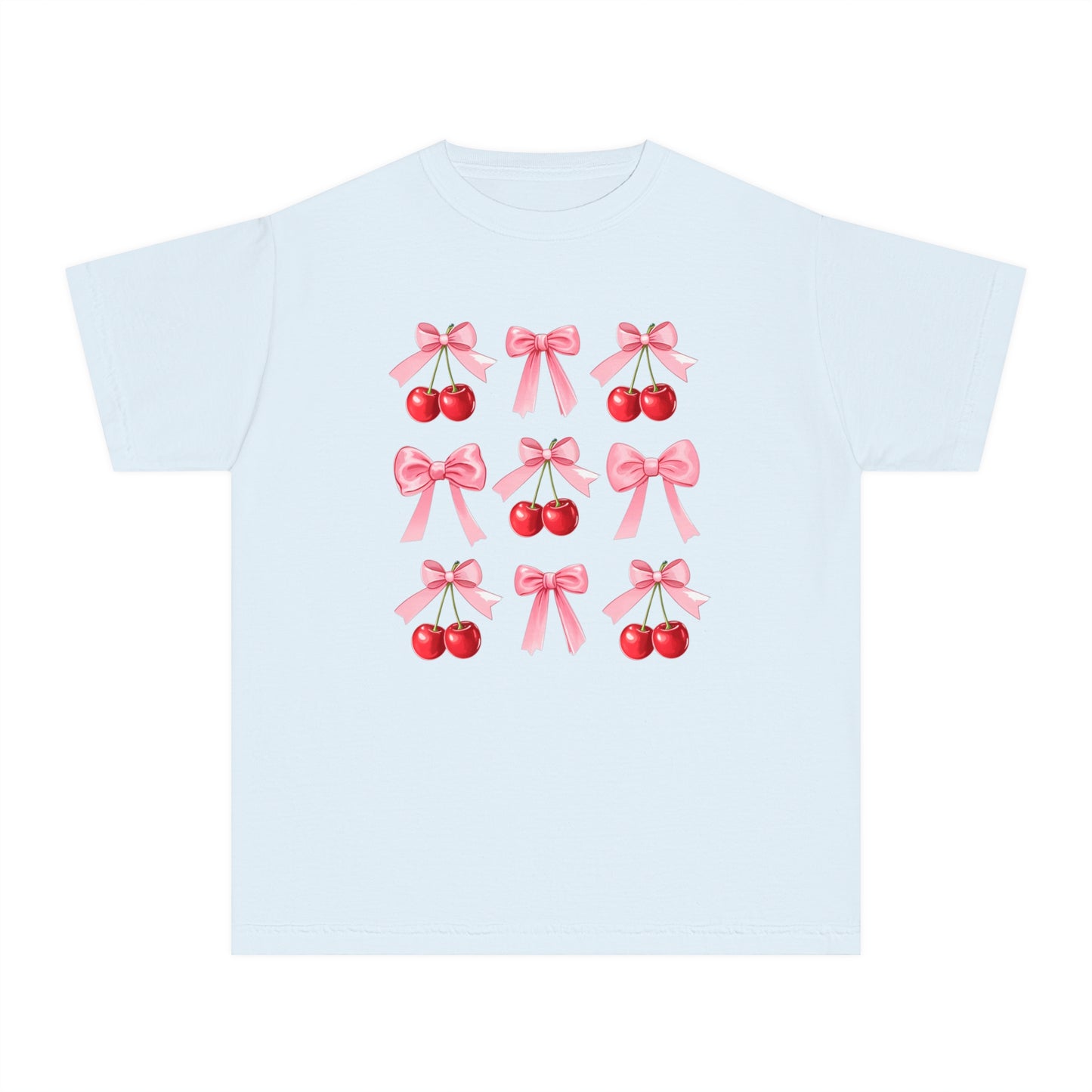 Cherry Bow Grid Comfort Colors Tee