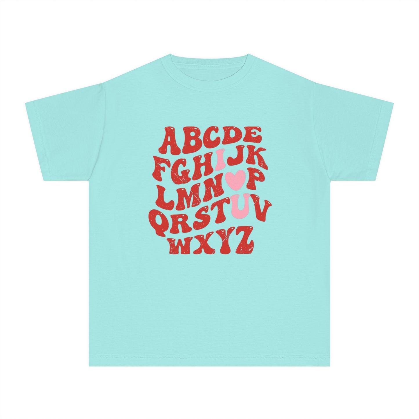 Red Alpha I Love You Youth Comfort Colors Tee
