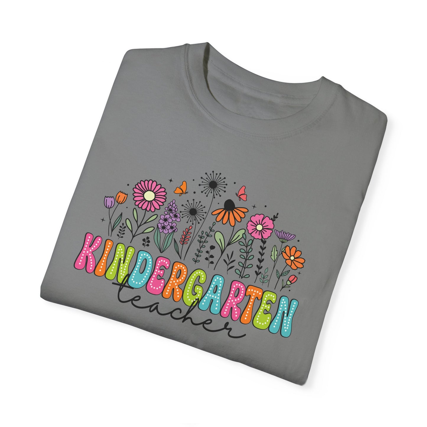 Kinder Flower Teacher Shirt - Comfort Colors