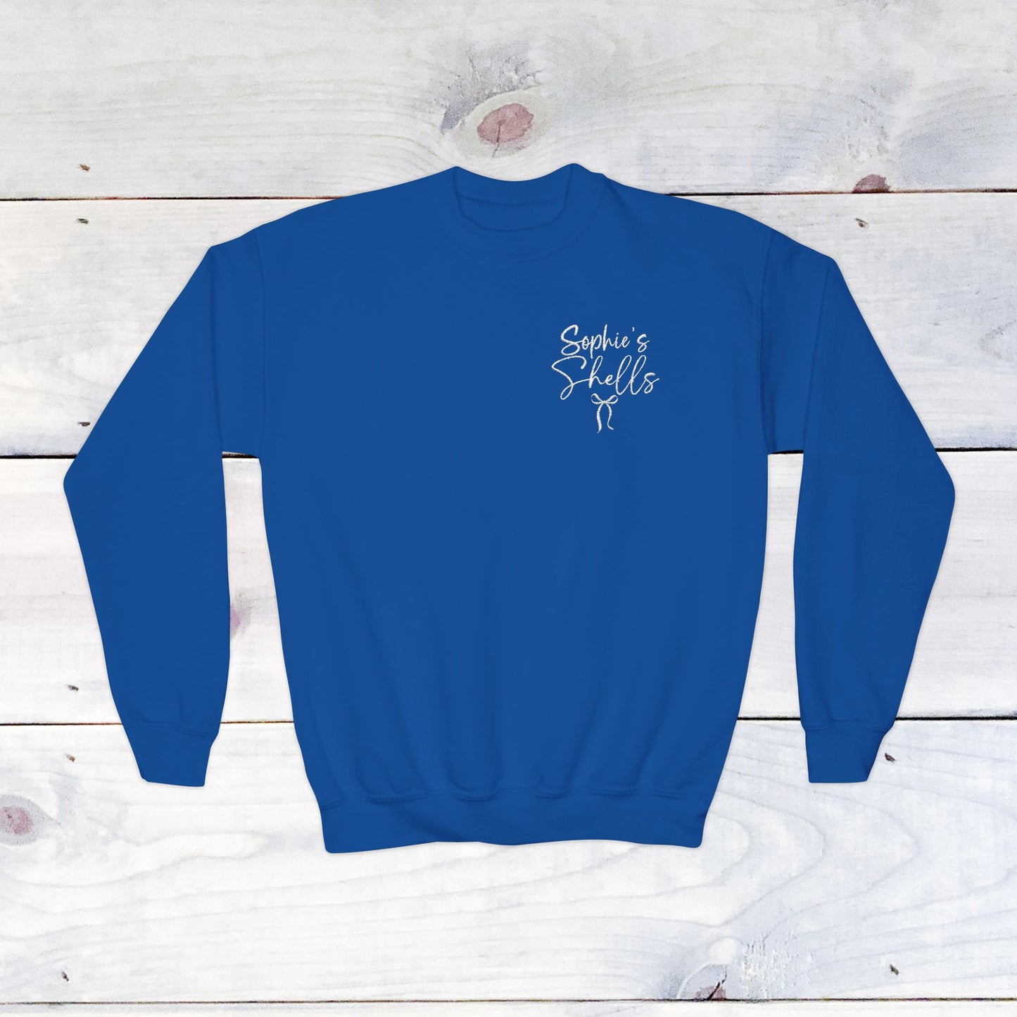 Custom Sophie's Shells Youth Crewneck Sweatshirt - Embrodiery