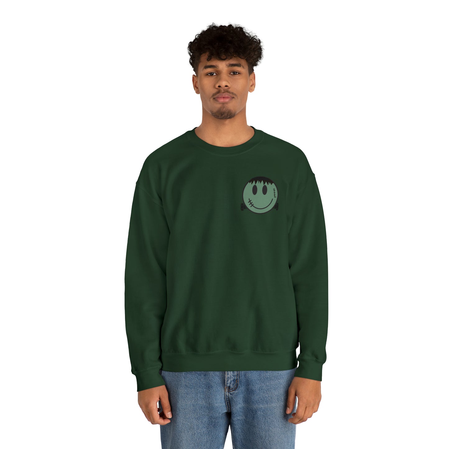 Halloween - Franken Smile Front, Halloween Bolt Back - Sweater / Pullover