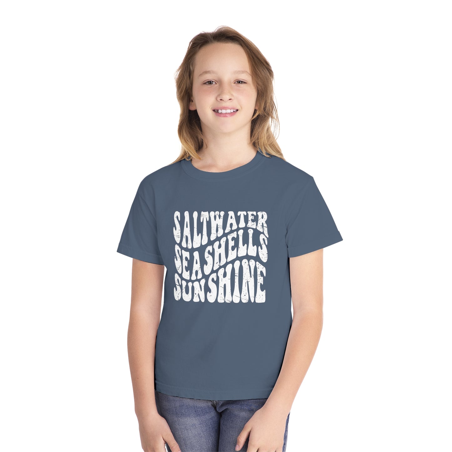 Youth Saltwater, Seashells, Sunshine Comfort Colors Youth Tee