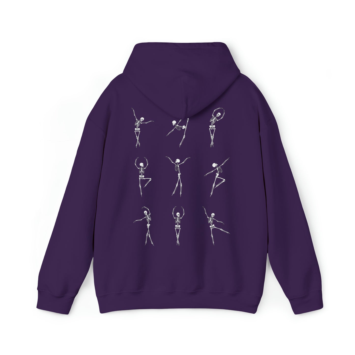 Dancing Skeleton Hoodie- Dancing Skeleton Front- Multi -Dancing Skeleton Back, Mutliple Color Options, Unisex Heavy Blend™ Hooded Sweatshirt