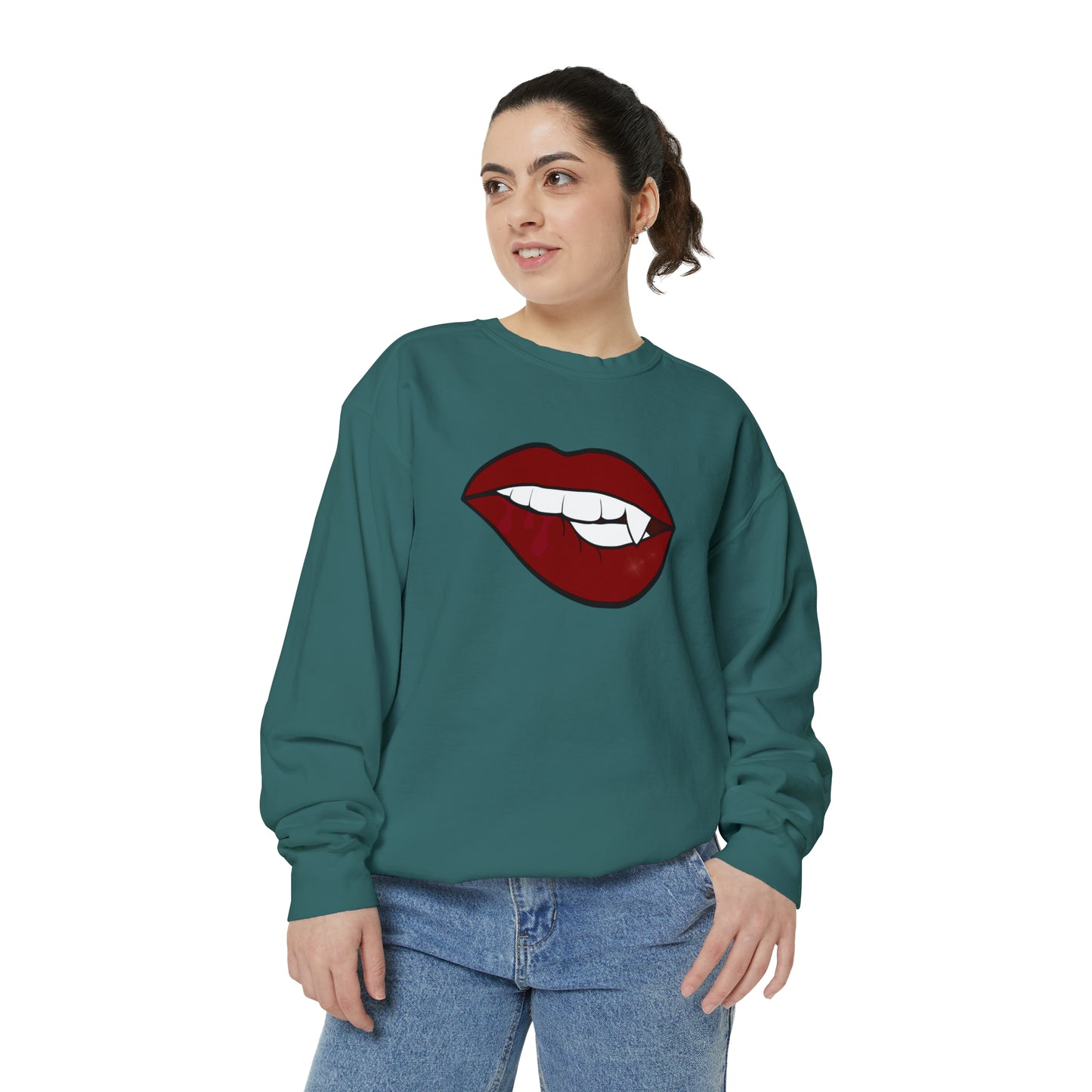 Biting Lip Vampire Fang Comfort Colors Sweater
