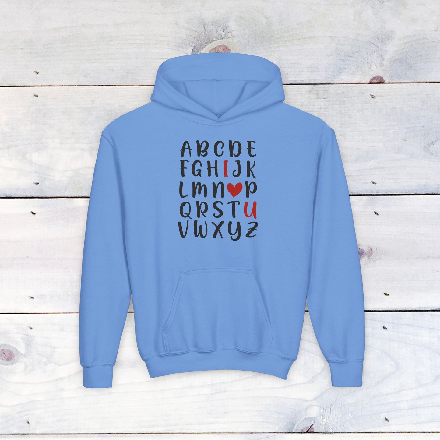 Black Alpha I love You Valentine Youth Hoodie