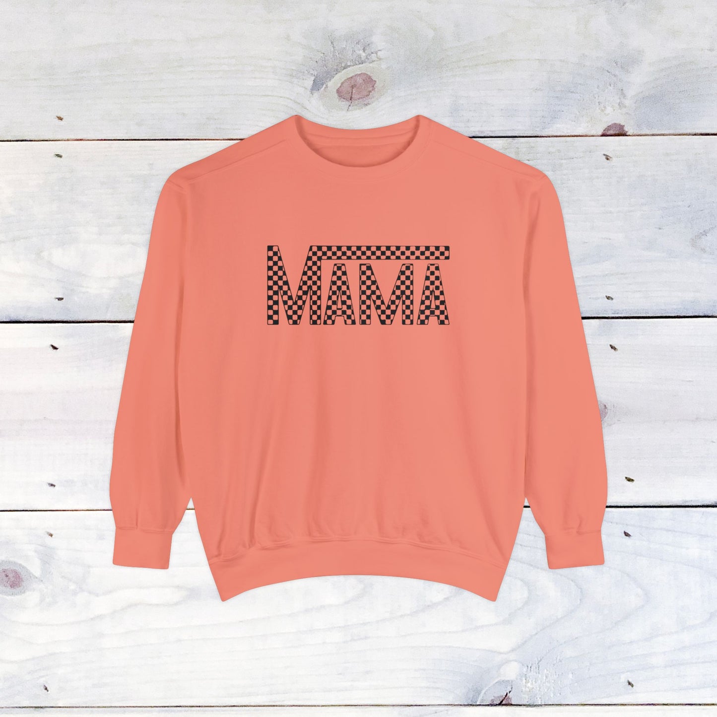 Mama Checkered Black Comfort Colors Sweater