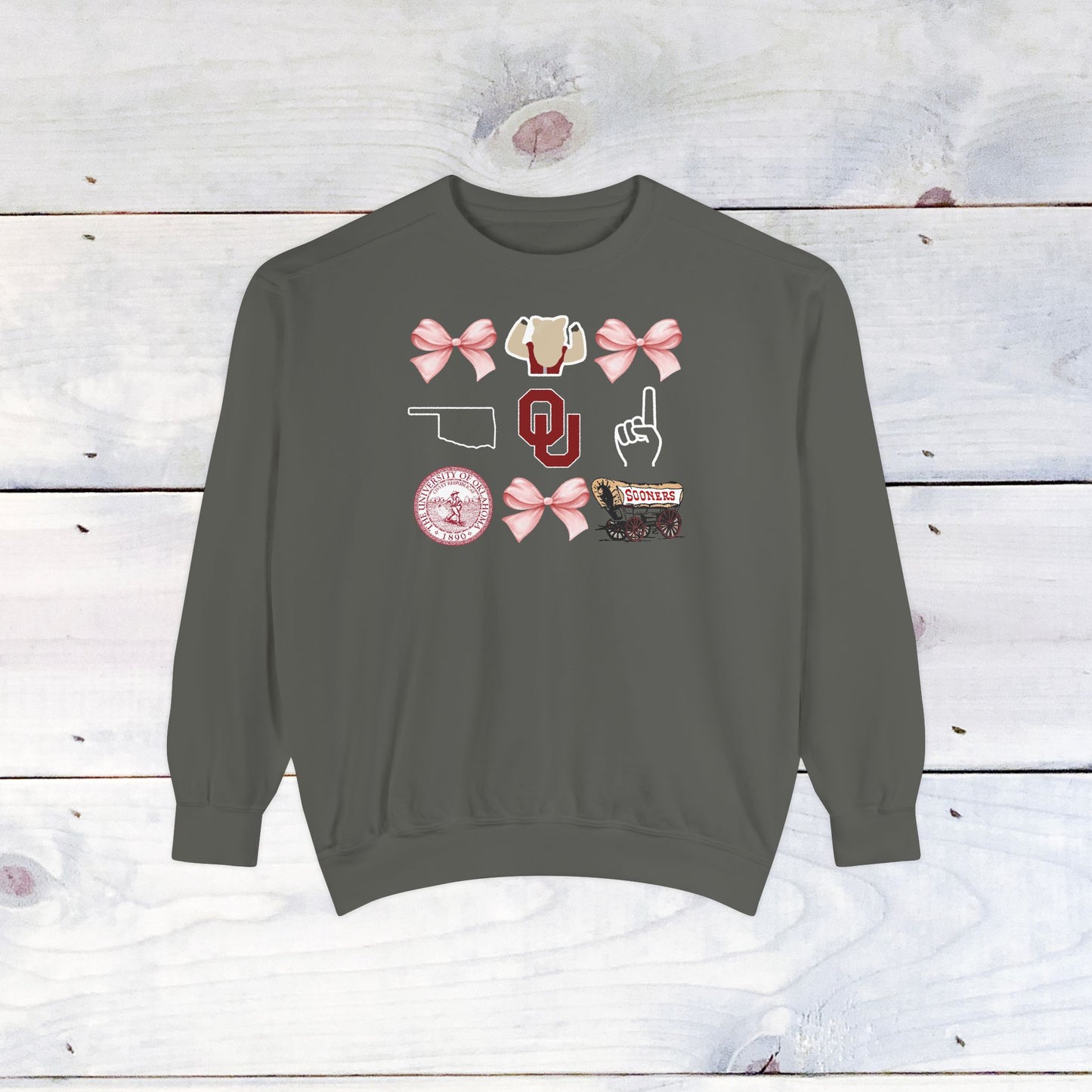 Oklahoma Sooners Bow Comfort Colors Sweater - Dark