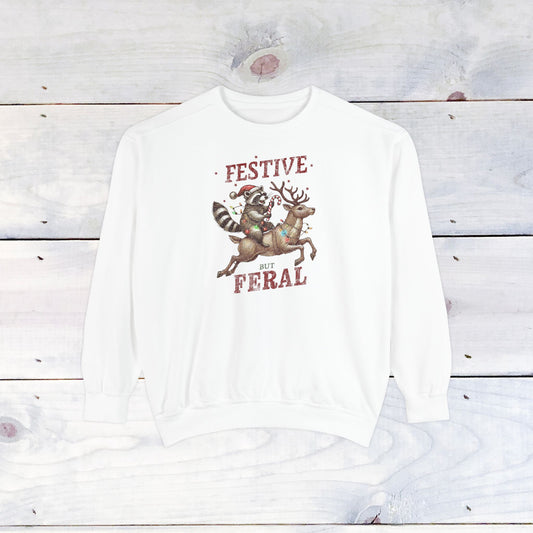 Festive but Feral Comfort Colors Holiday Sweater