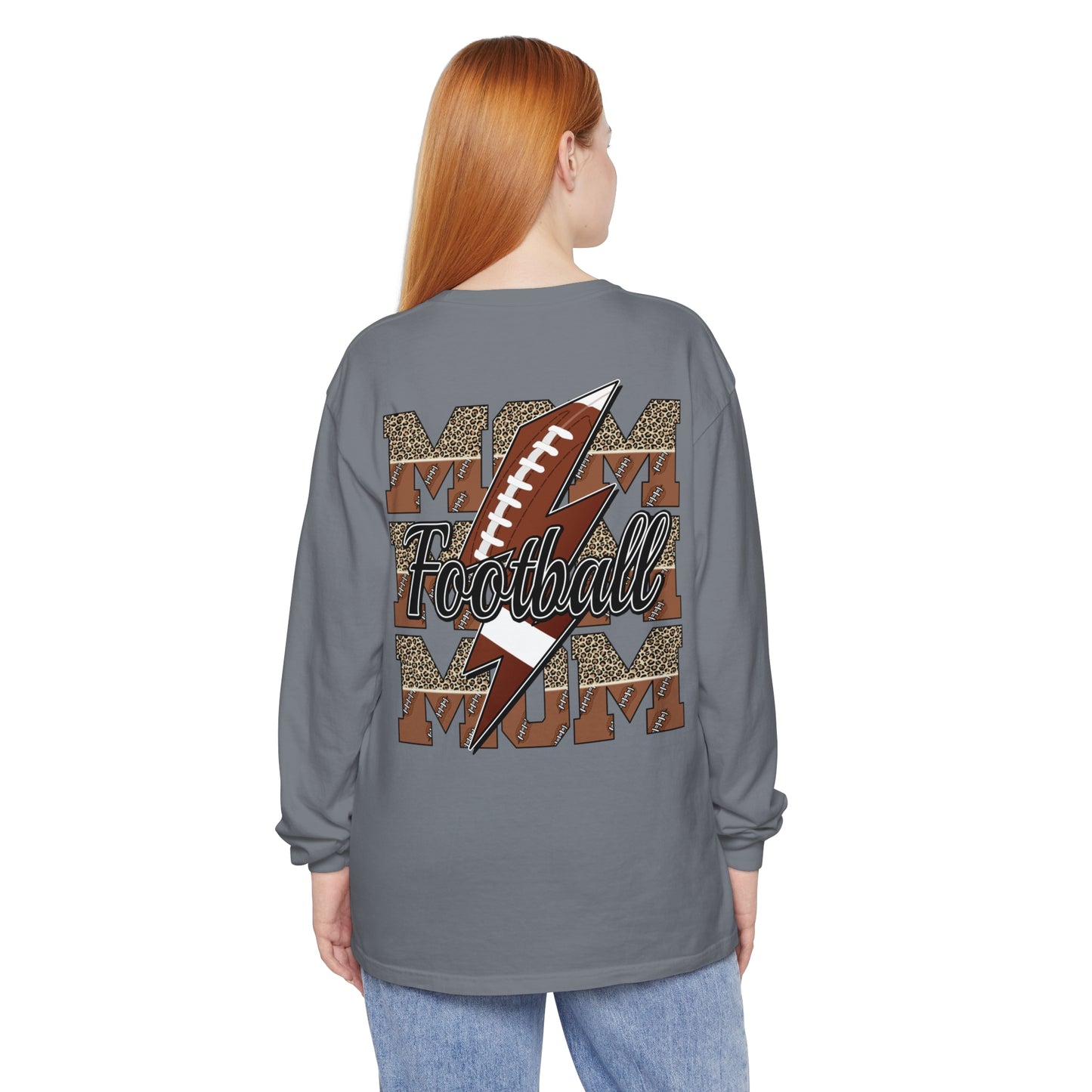 Football Mom Long Sleeve Comfort Colors T Shirt