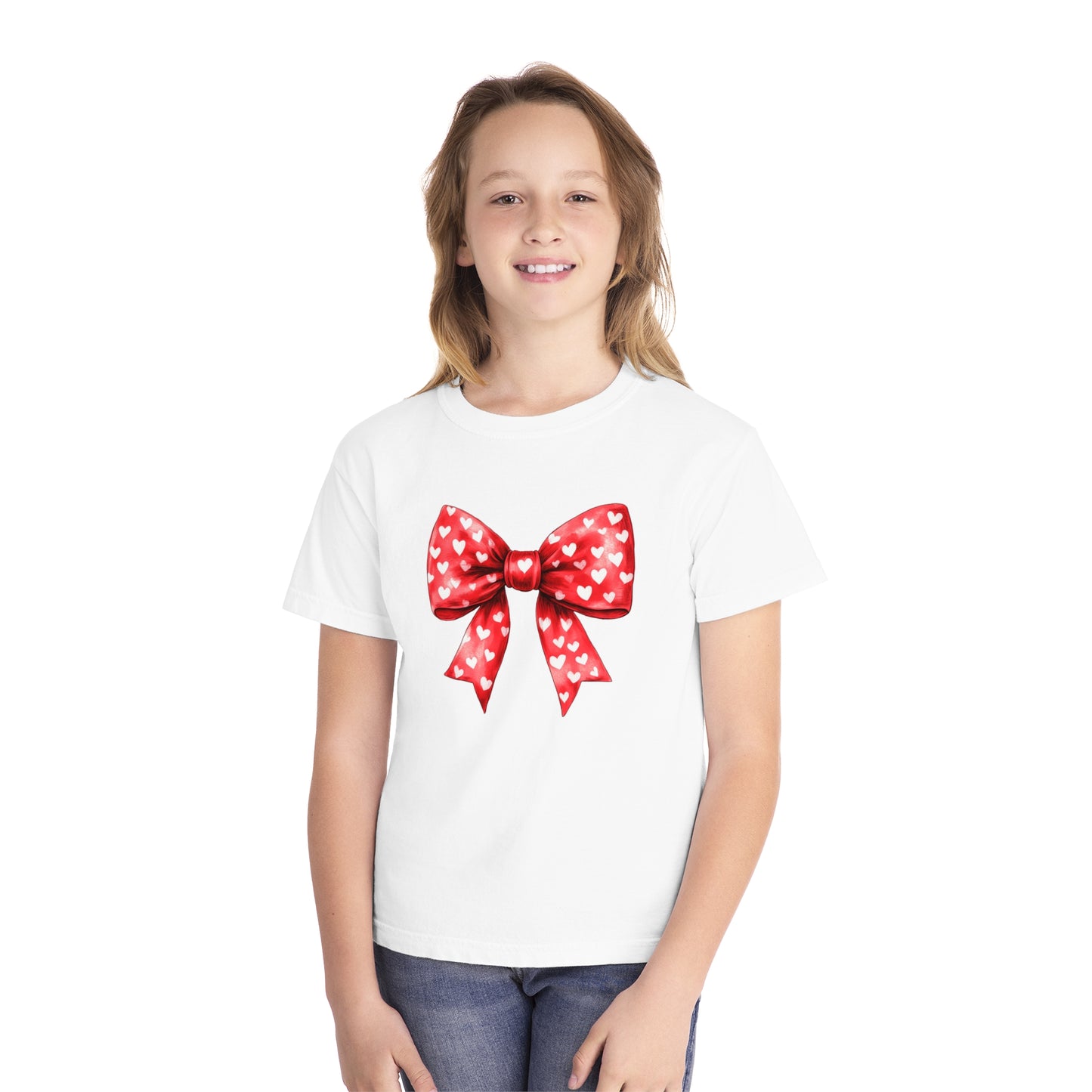 Heart Bow Youth Comfort Colors Tee