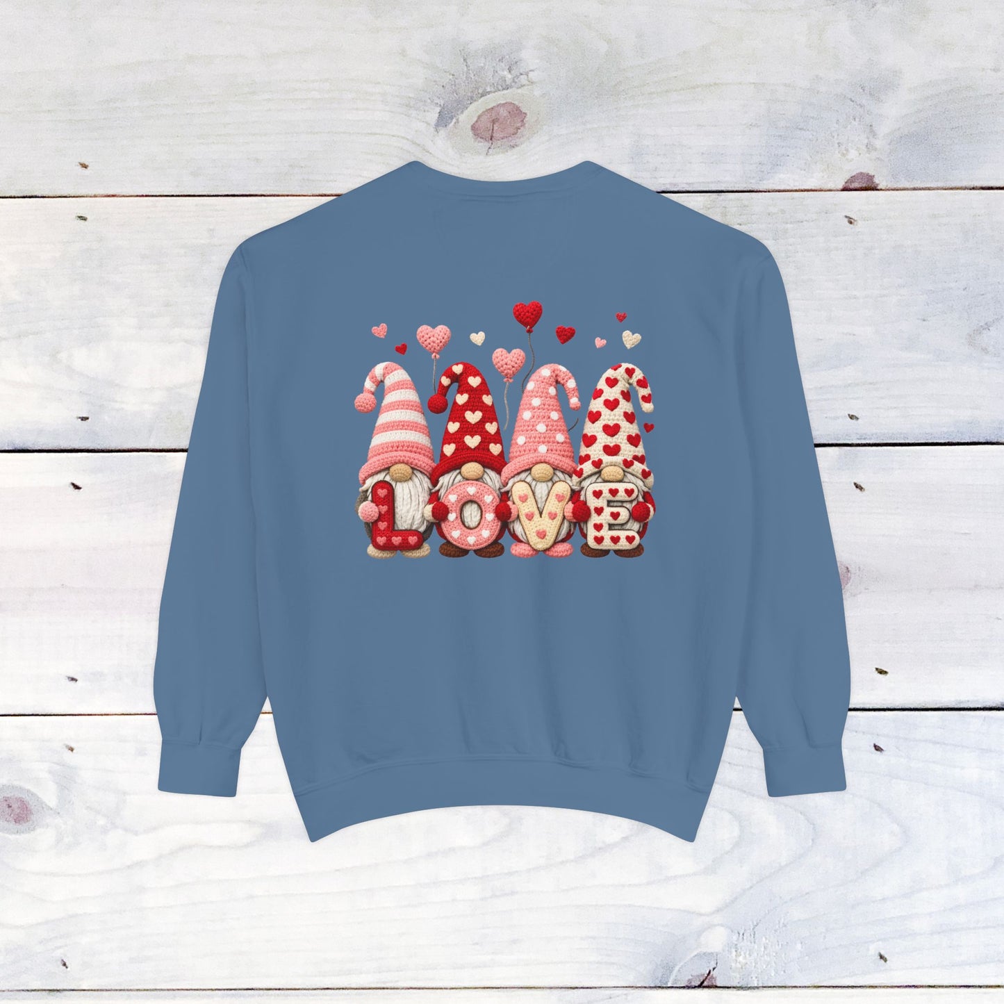 Gnome Love Yarn Bow Comfort Color Sweatshirt