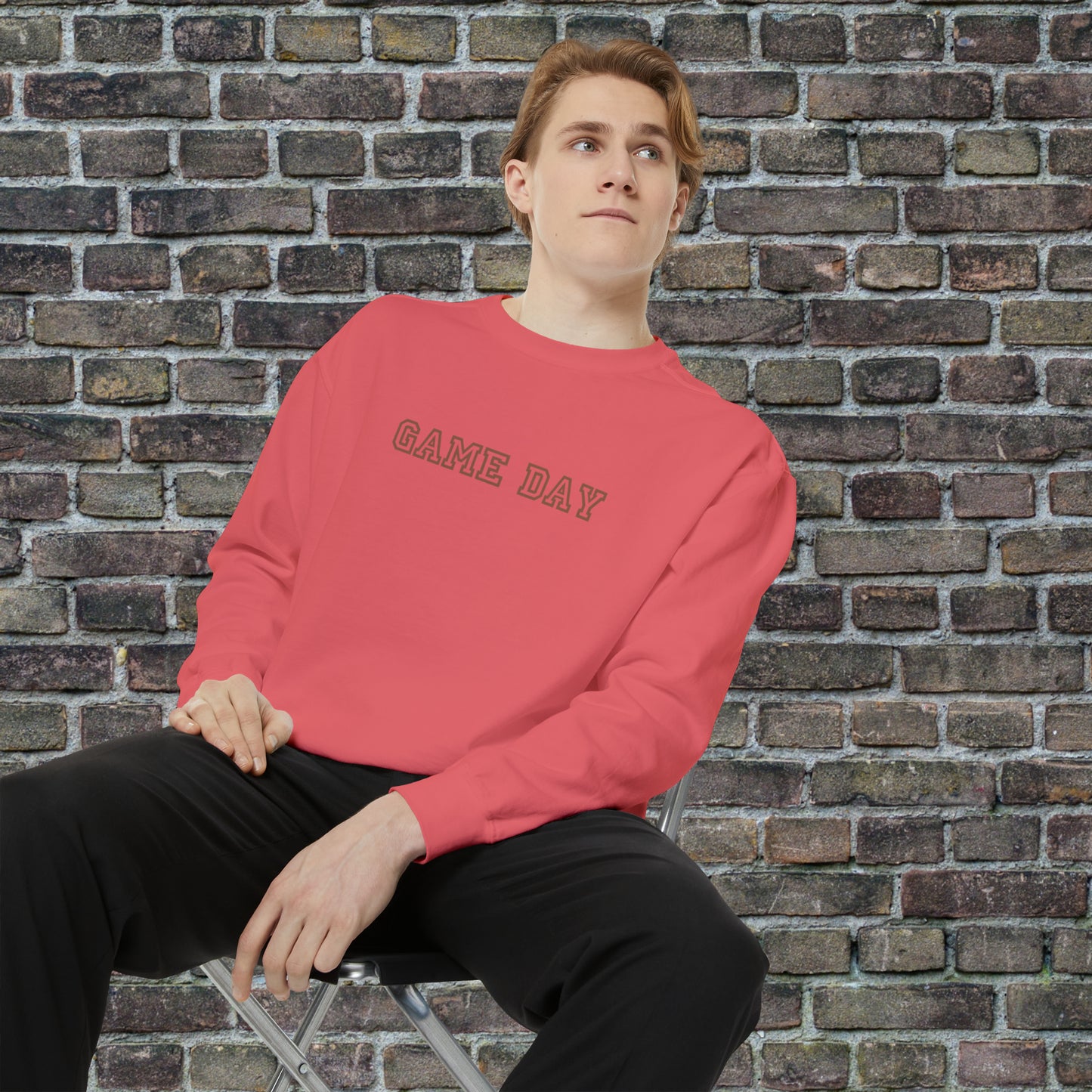 Game Day Comfort Colors Sweater - Brown Text
