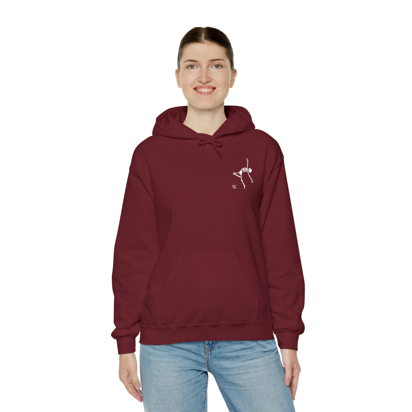 Dancing Skeleton Hoodie- Dancing Skeleton Front- Multi -Dancing Skeleton Back, Mutliple Color Options, Unisex Heavy Blend™ Hooded Sweatshirt