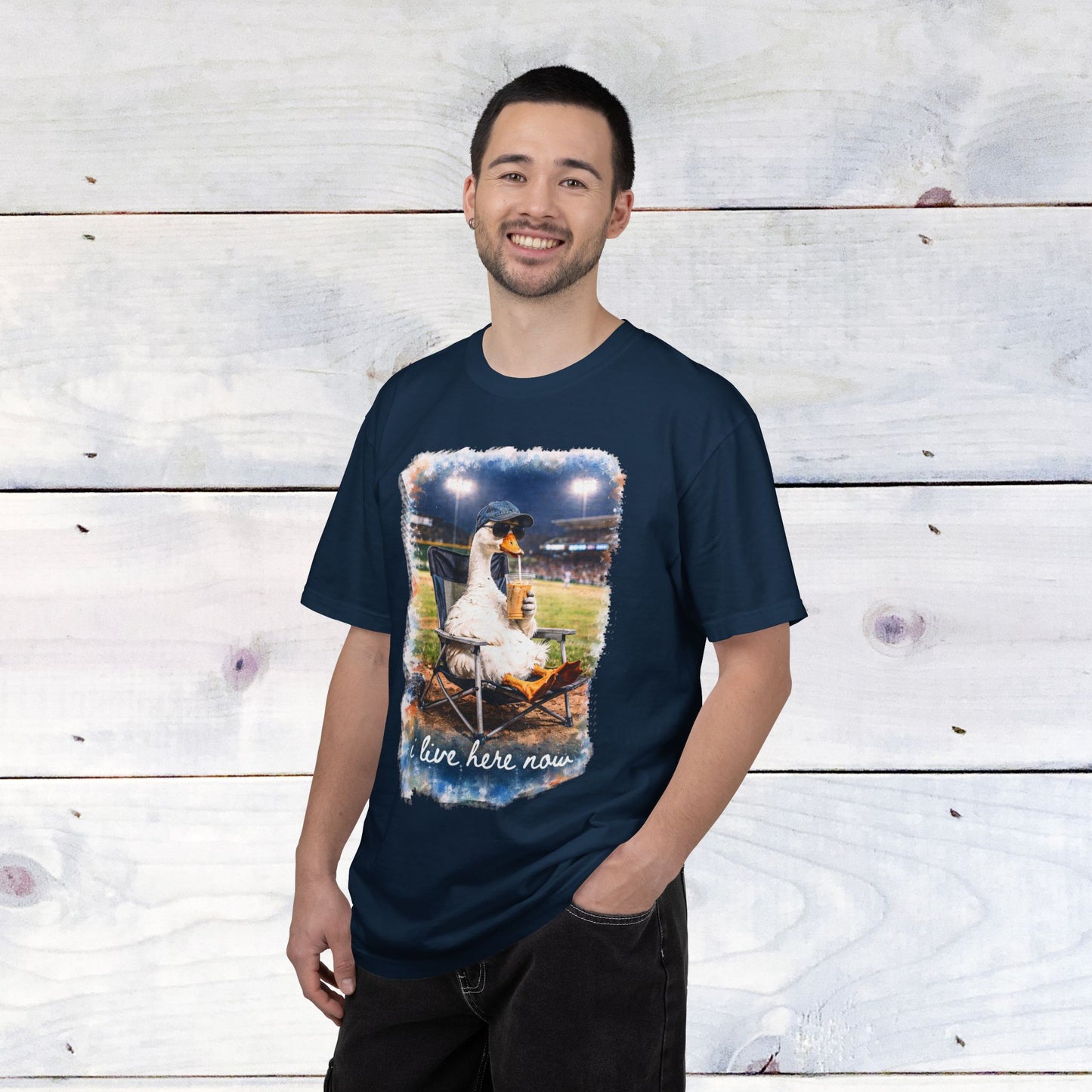'I Live Here Now' Baseball Stadium Goose Comfort Colors Unisex T-Shirt