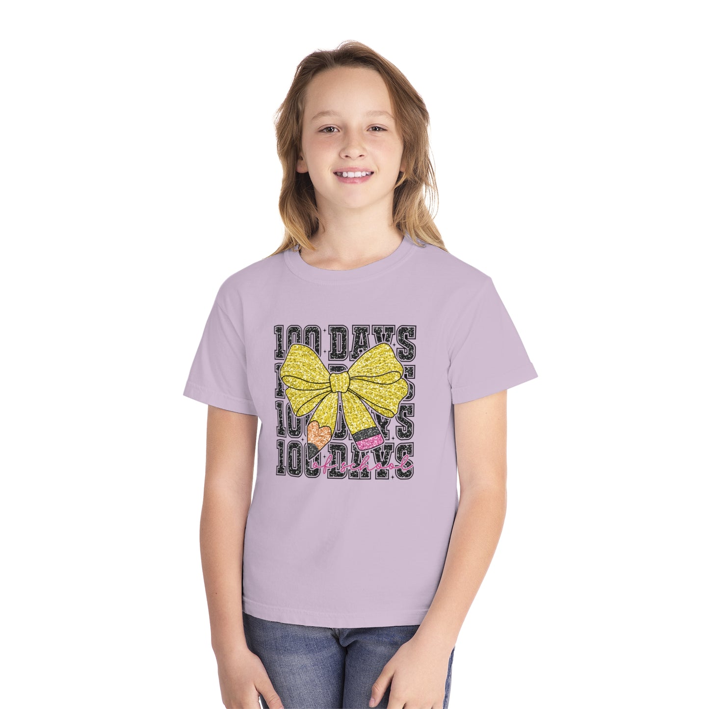 Youth 100 Days Bow Comfort Colors Tee