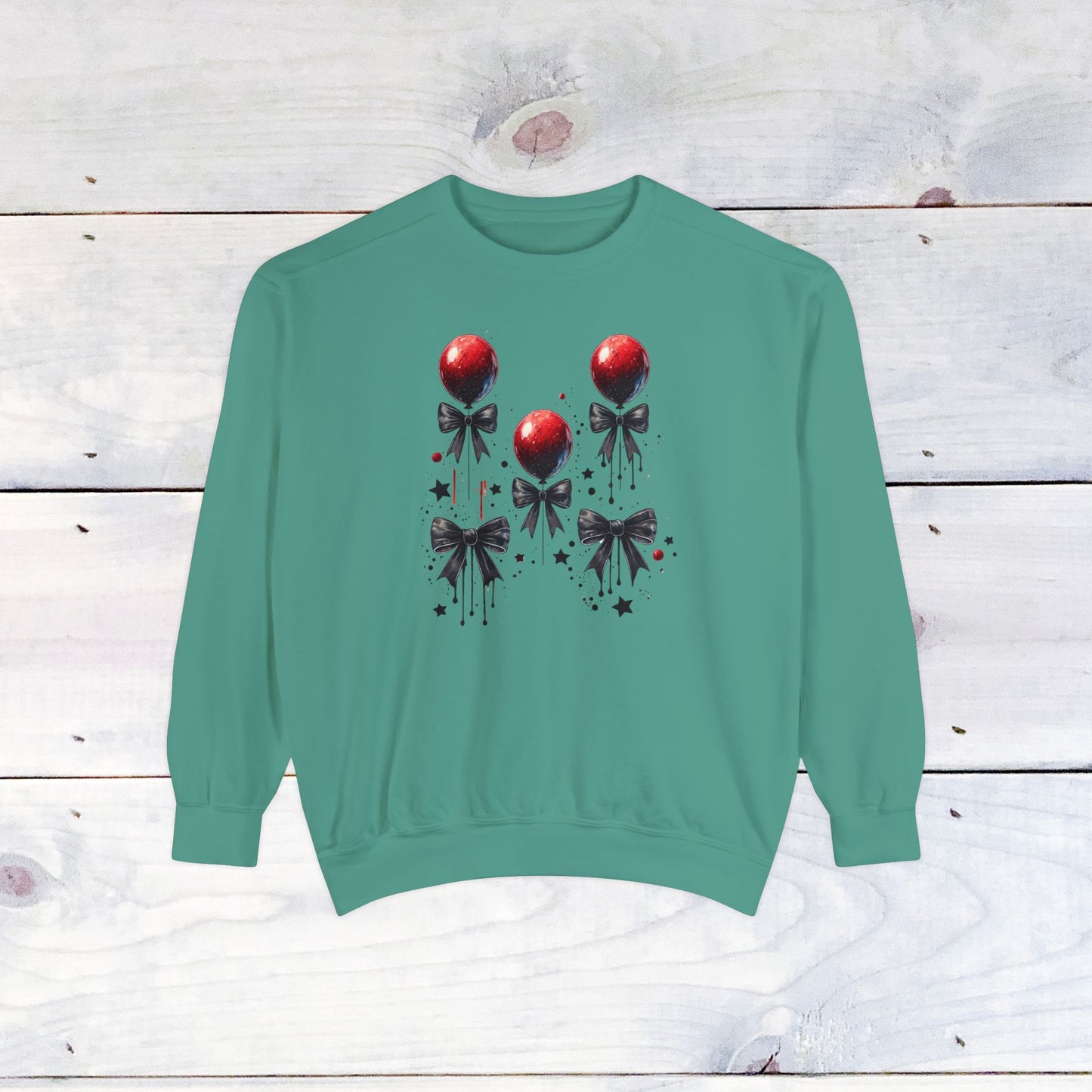 "IT" Red Balloon and Bow Comfort Colors Sweater