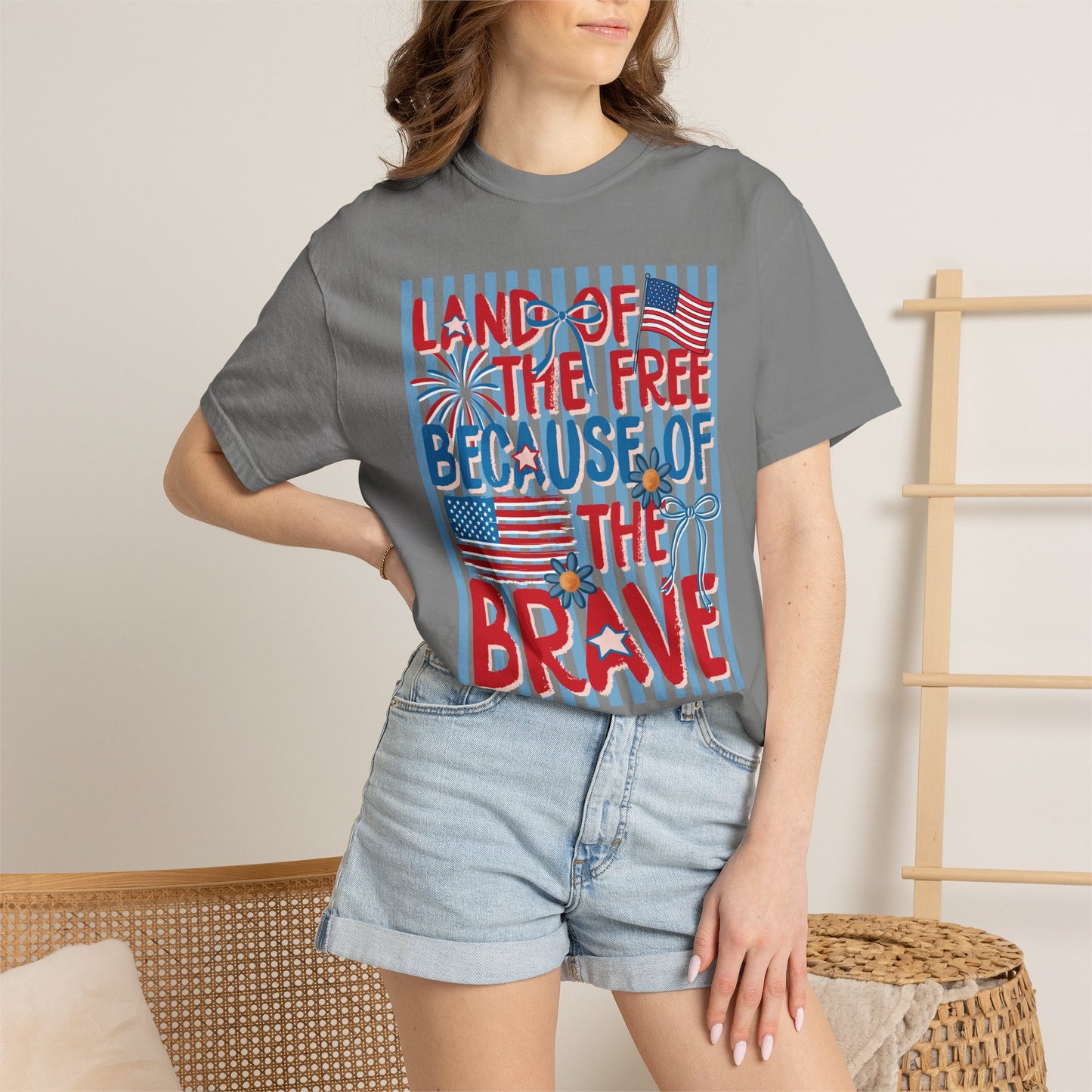 "Land of the Free Because of the Brave"  Comfort Colors Unisex Shirt