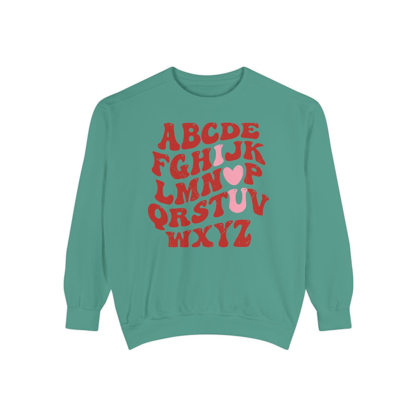 Red Alphabet I love you Adult Comfort Colors Sweatshirt