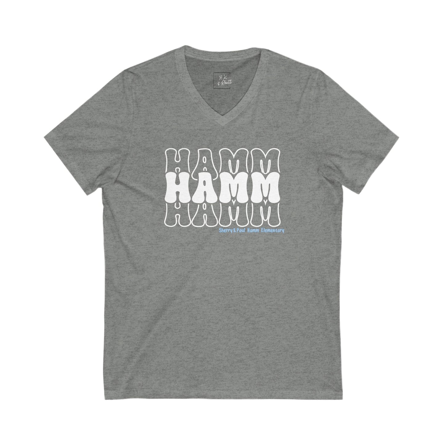 Hamm Repeat Unisex V-Neck Tee, mini logo on back