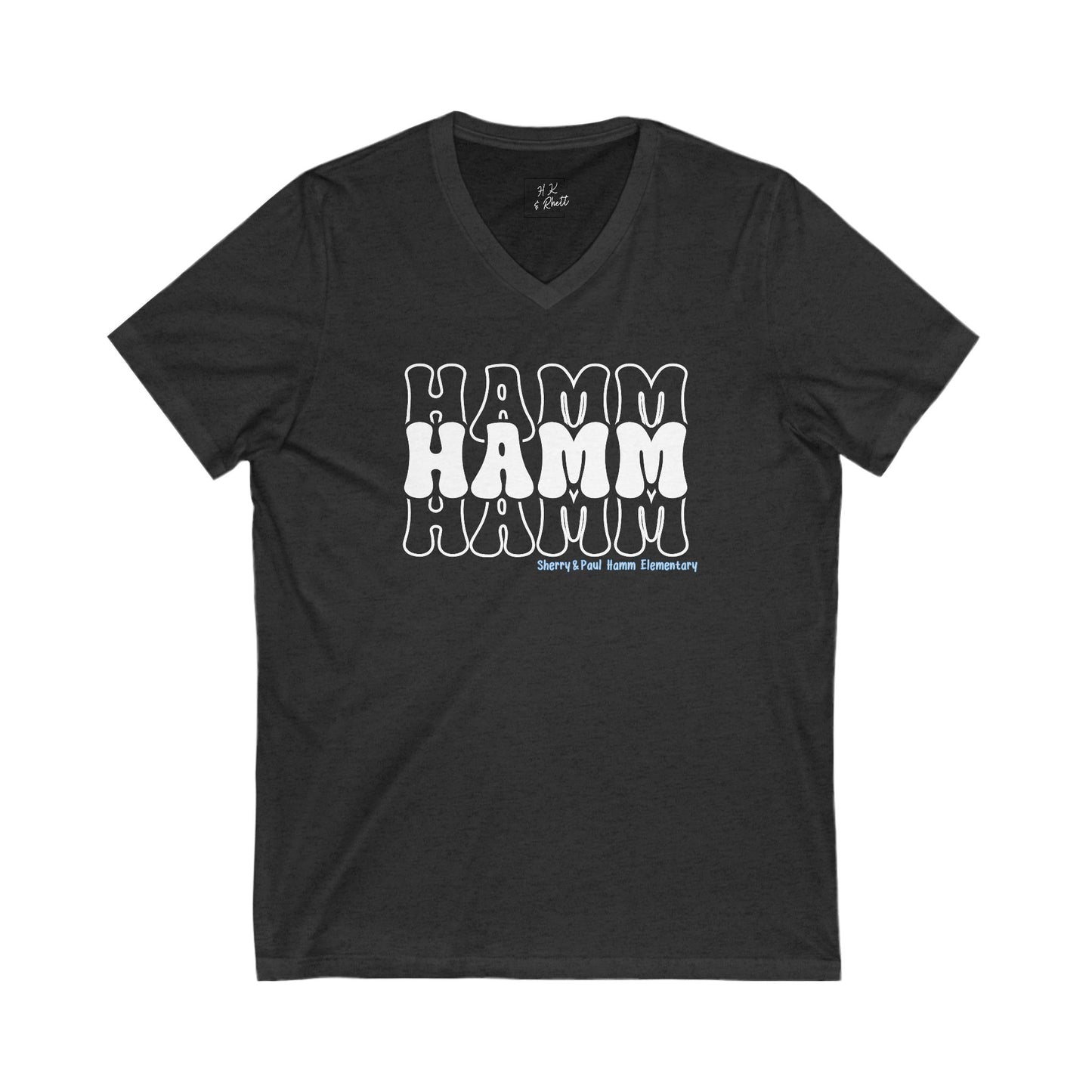 Hamm Repeat Unisex V-Neck Tee, mini logo on back