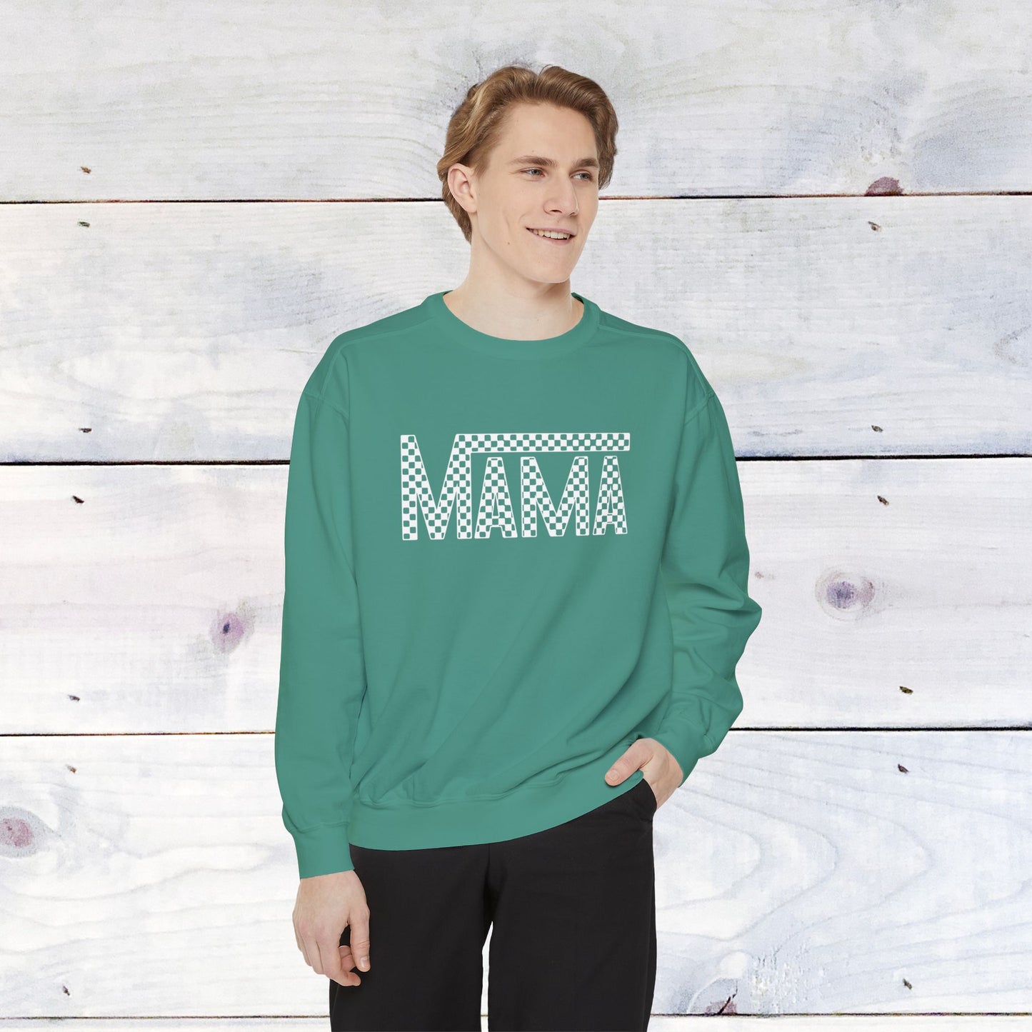 Mama Checkered Comfort Colors Sweater