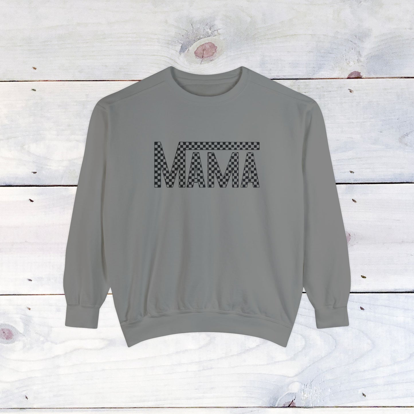Mama Checkered Black Comfort Colors Sweater