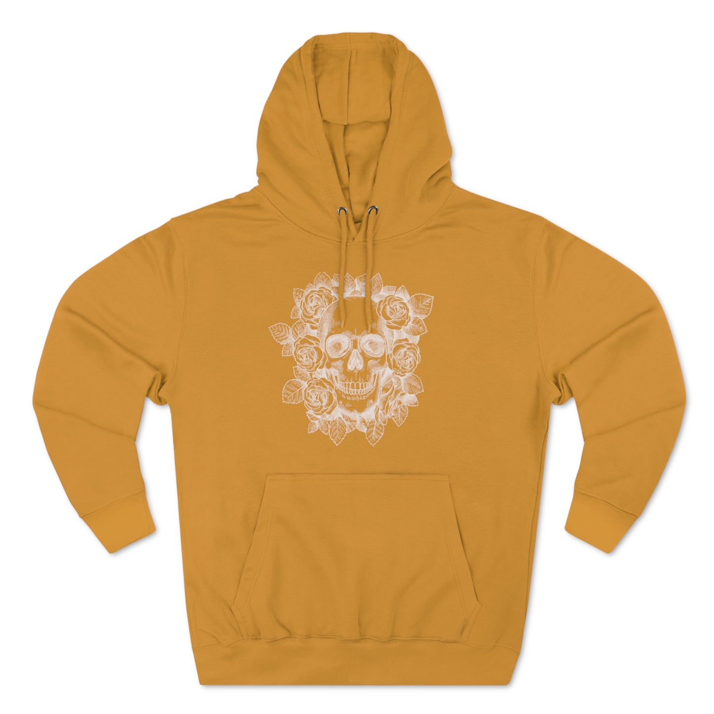 Skull with Rose Background - Unisex Premium Pullover Hoodie